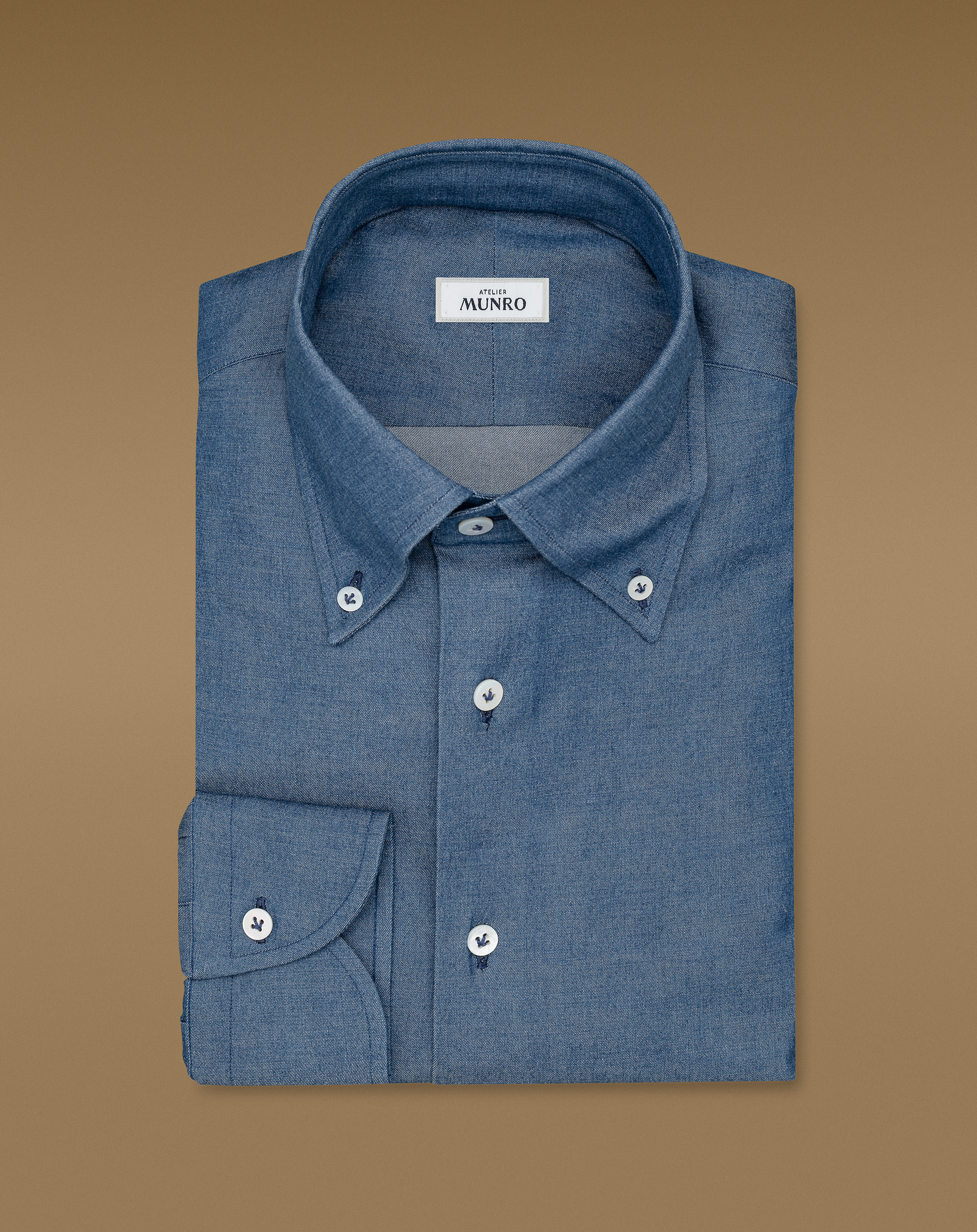 Dark-Blue-Washed-Stretch-Denim-Shirt-MSHC0503-custom-shirts, view 0 - Atelier Munro