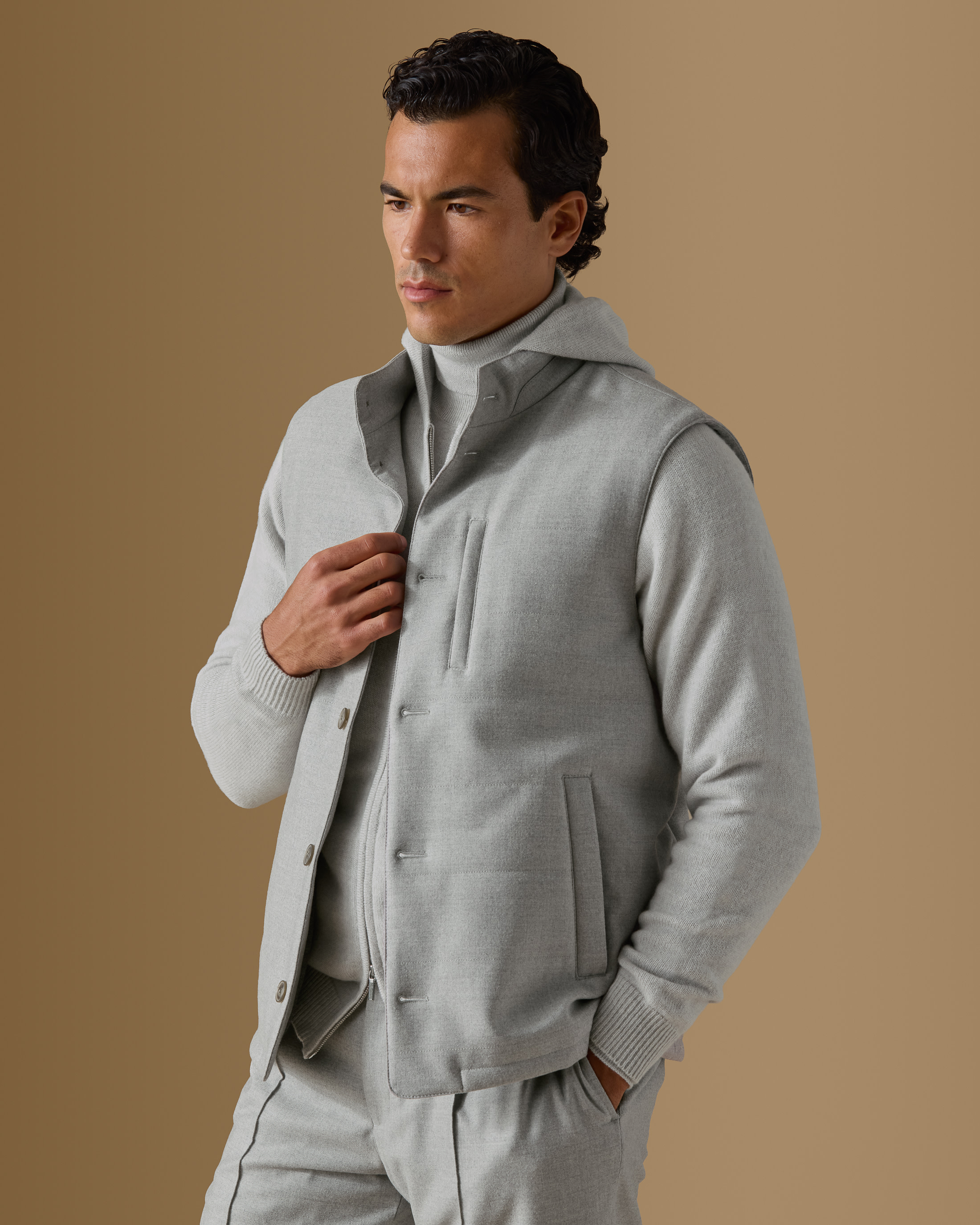 Light-Gray-Stretch-Brushed-Wool-Twill-Vest-Blazer26-custom-vests, view 4 - Atelier Munro
