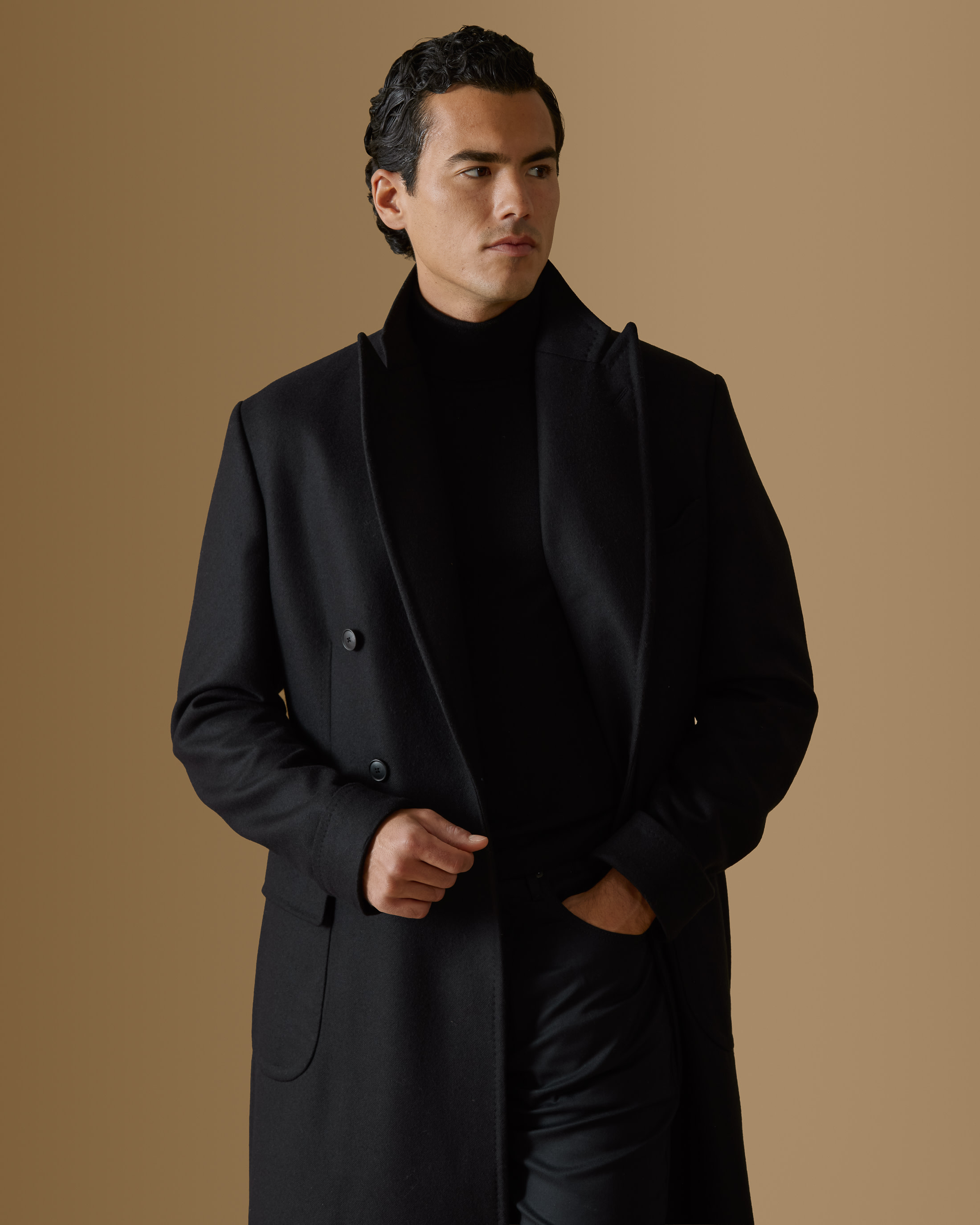 Midnight-Blue-Double-Faced-Wool-Silk-Martingale-Overcoat-MC0084-custom-outerwear, view 5 - Atelier Munro