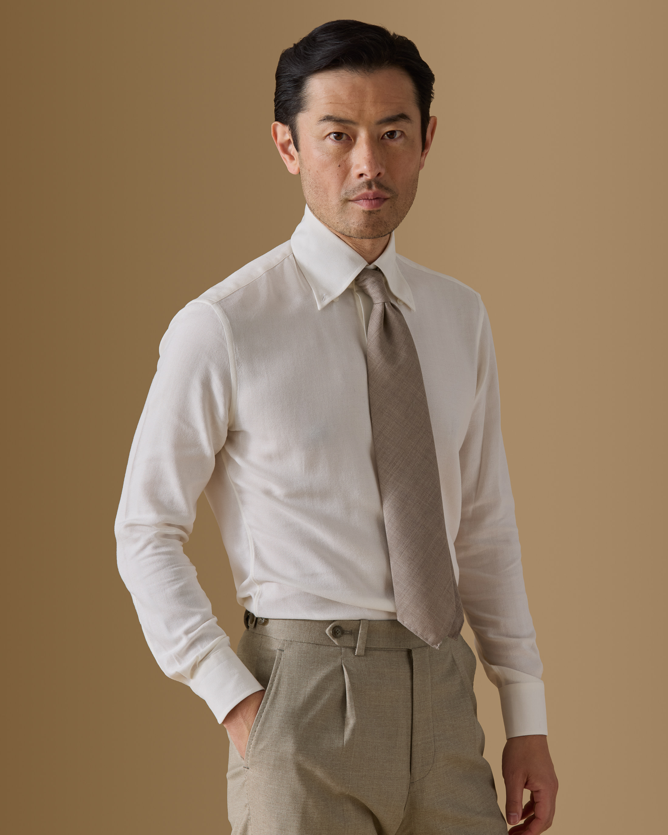 Ivory-Moulin-Modal-Wool-Shirt-MSHC0376-custom-shirts, view 3 - Atelier Munro