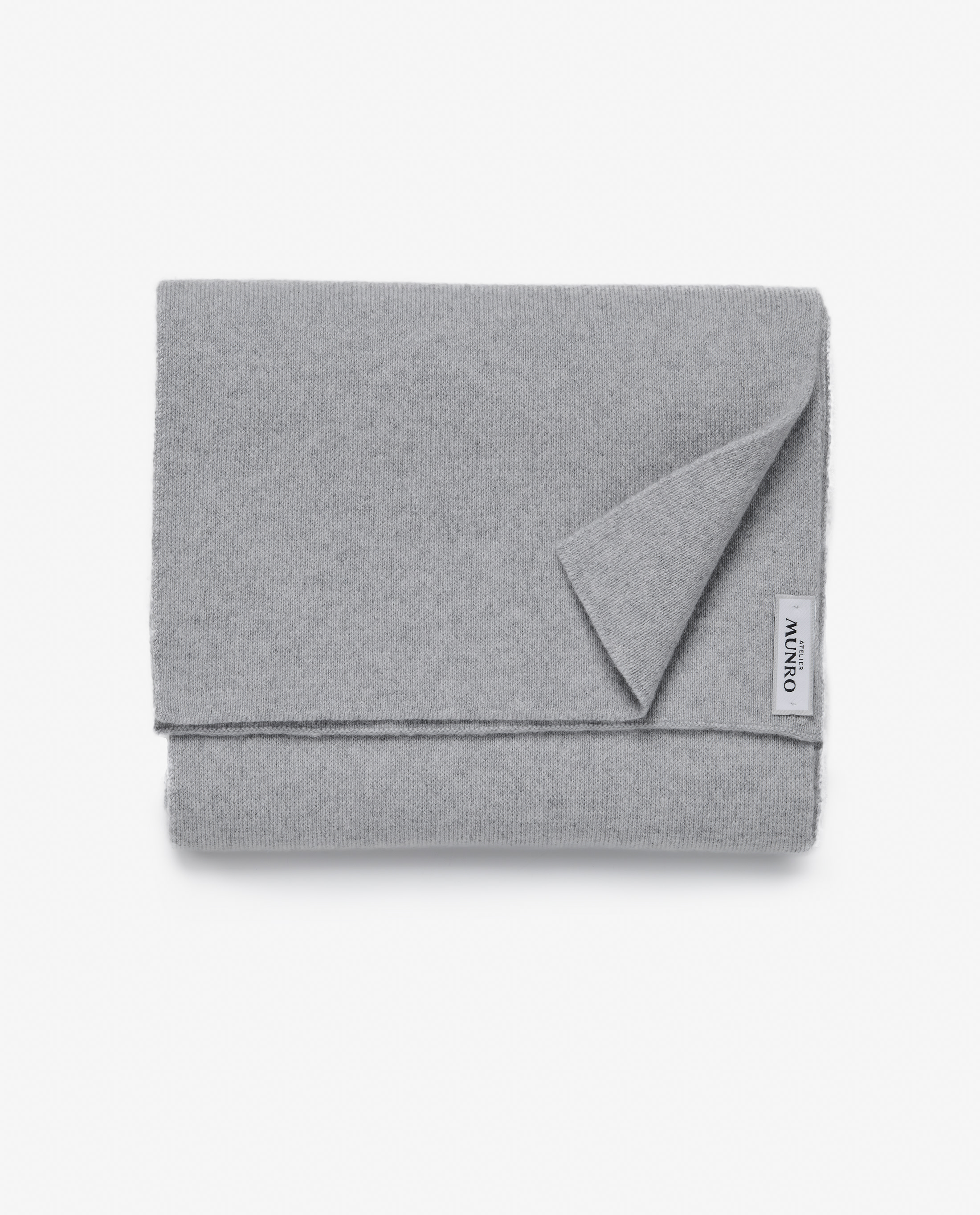 Light-Heathered-Gray-Cashmere-Scarf-MKC1040-custom-scarfs, view 0 - Atelier Munro