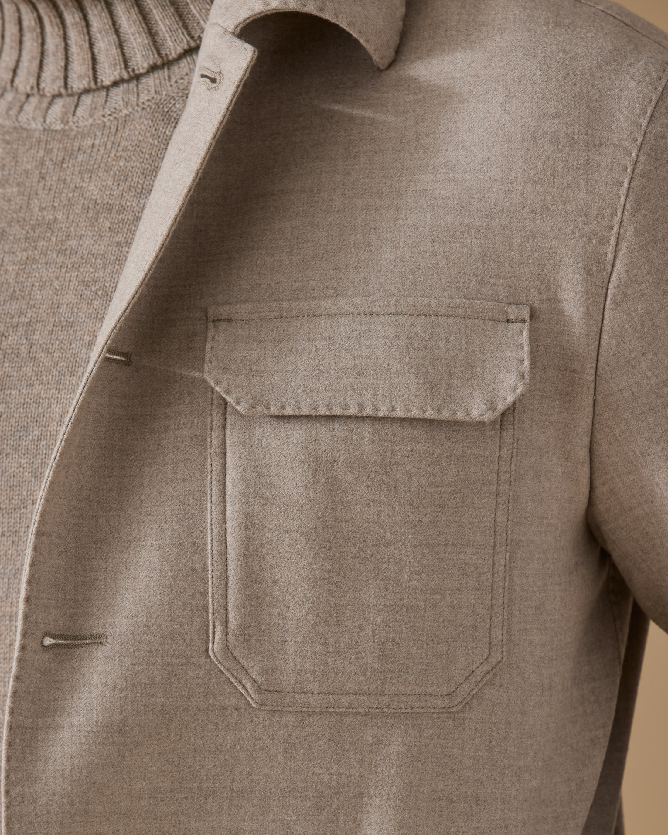 Light-Taupe-Stretch-Brushed-Wool-Utility-Suit-EF019-custom-jackets, view 6 - Atelier Munro