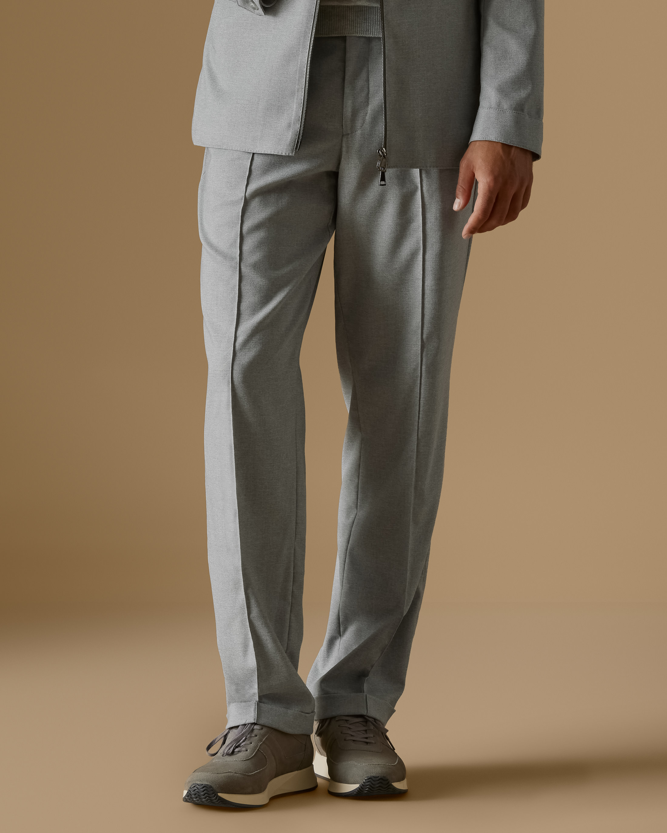 Light-Gray-Stretch-Wool-Blend-Track-Suit-EF047-custom-jackets, view 4 - Atelier Munro