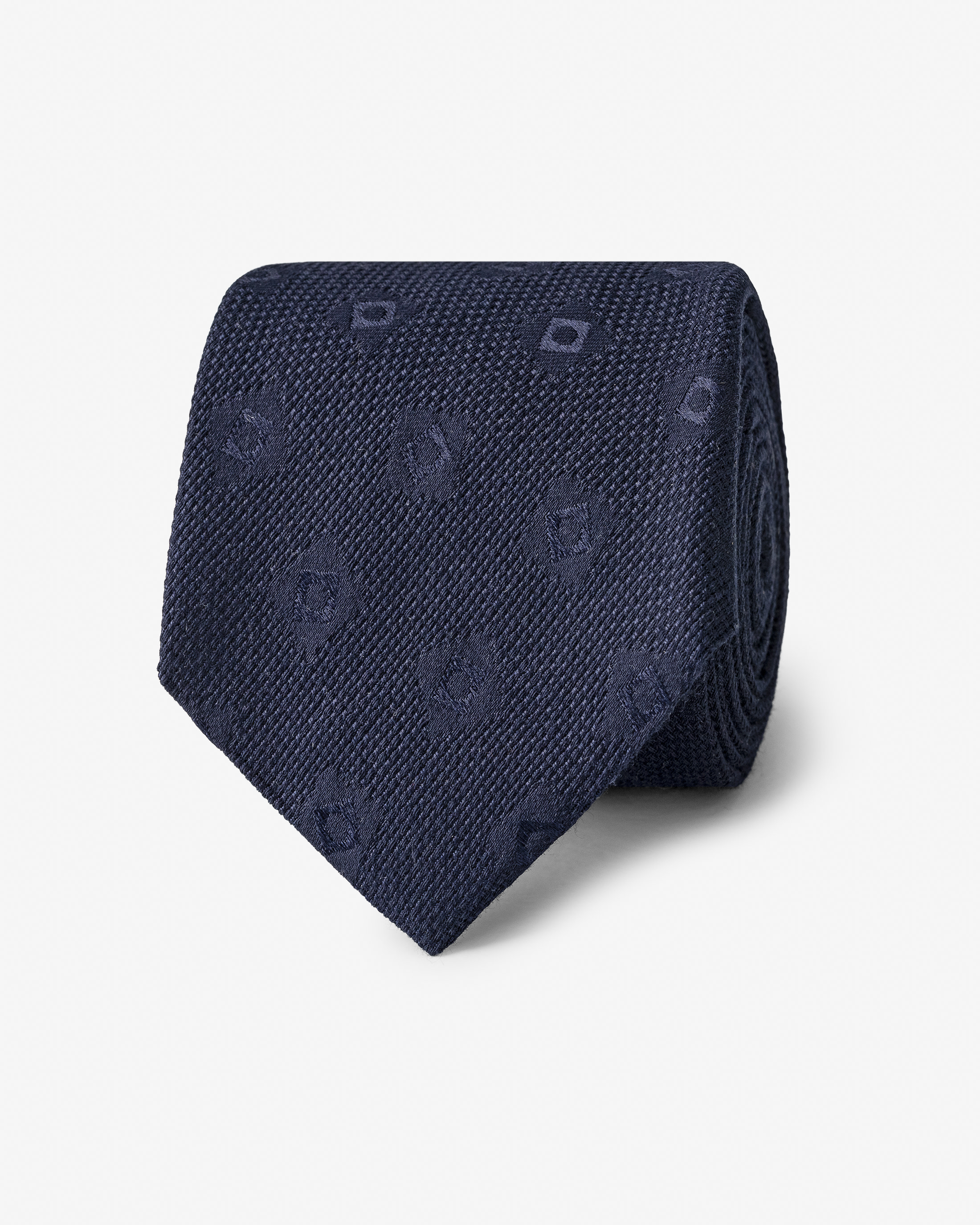 Navy-Blue-Tonal-Geometric-Cotton-Silk-Jacquard-Tie-TLE833-custom-ties, view 0 - Atelier Munro