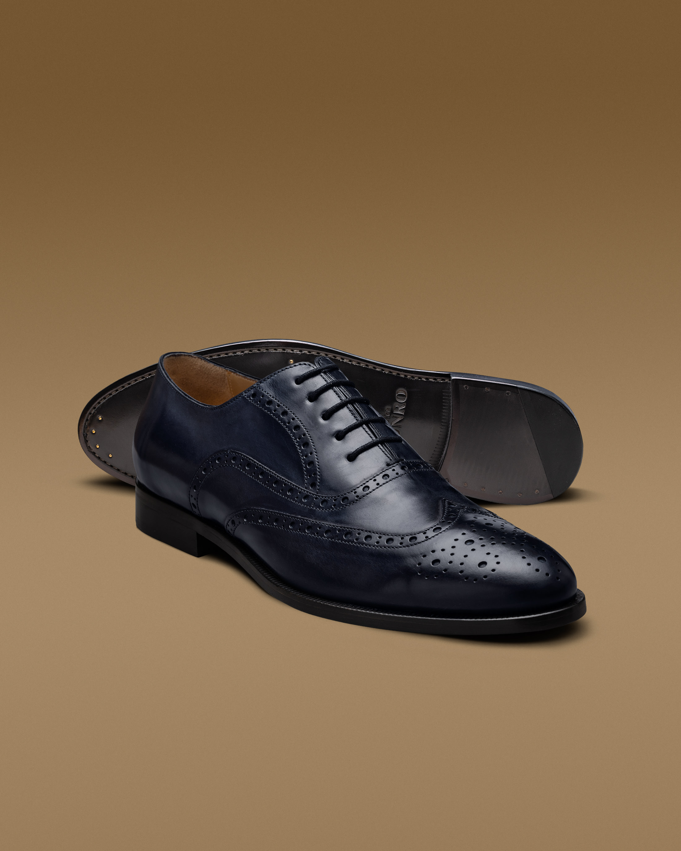 Midnight-Blue-Hand-Painted-Nubuck-Brogue-Oxford-NBK05-custom-formal-shoes, view 1 - Atelier Munro