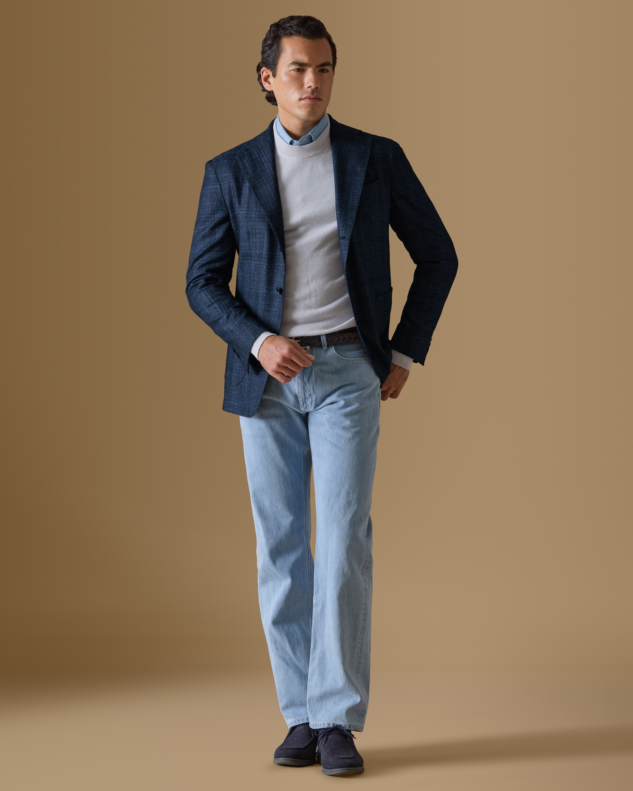 Blue-Wool-Silk-Cashmere-Glen-Plaid-Jacket-MJ0777-custom-jackets, view 2 - Atelier Munro