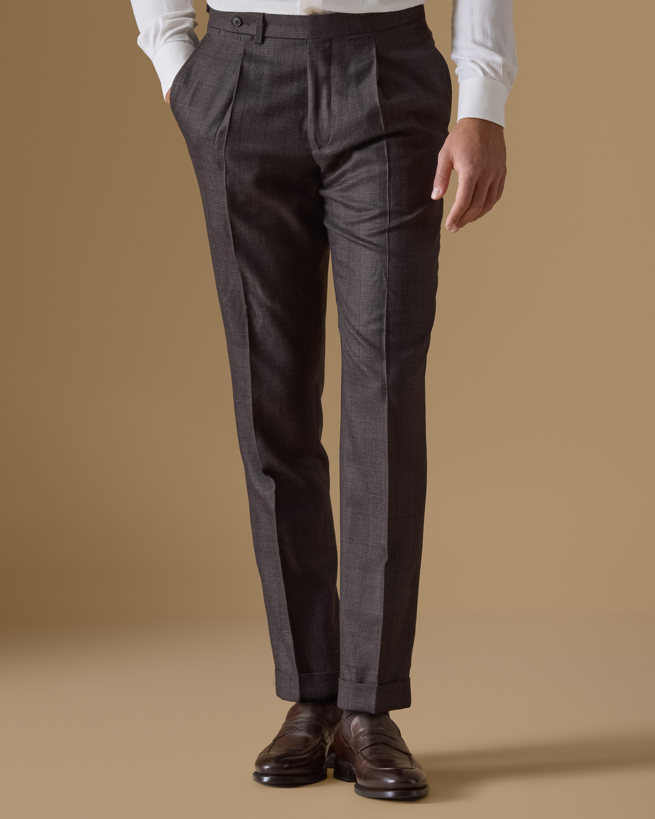 Dark-Brown-Wool-Silk-Linen-Double-Breasted-Suit-MS0996-custom-suits, view 2 - Atelier Munro