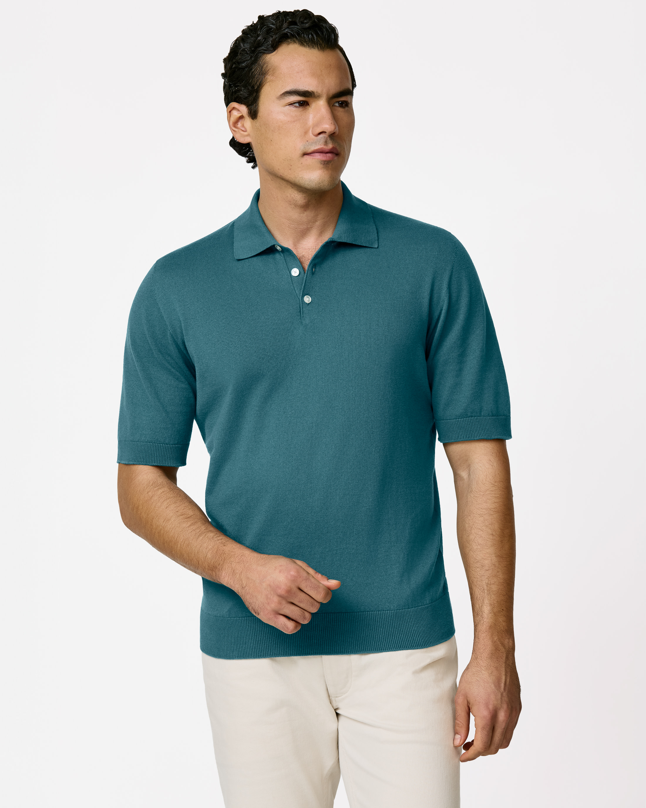 Style-MKL1246-petrol-blue-cotton-custom-knitwear, view 0 - Atelier Munro