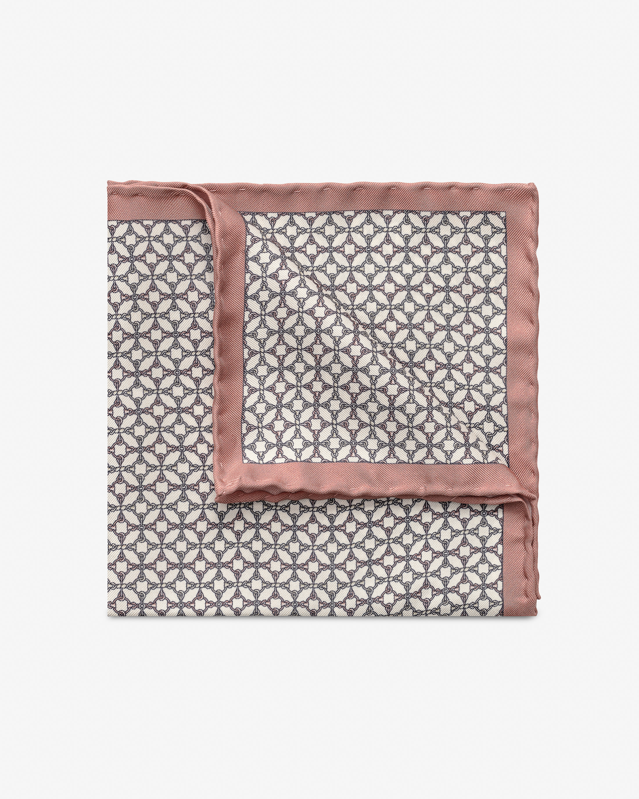 Blush-Chain-Print-Silk-Pocket-Square-PLE612-custom-pocket-squares, view 0 - Atelier Munro