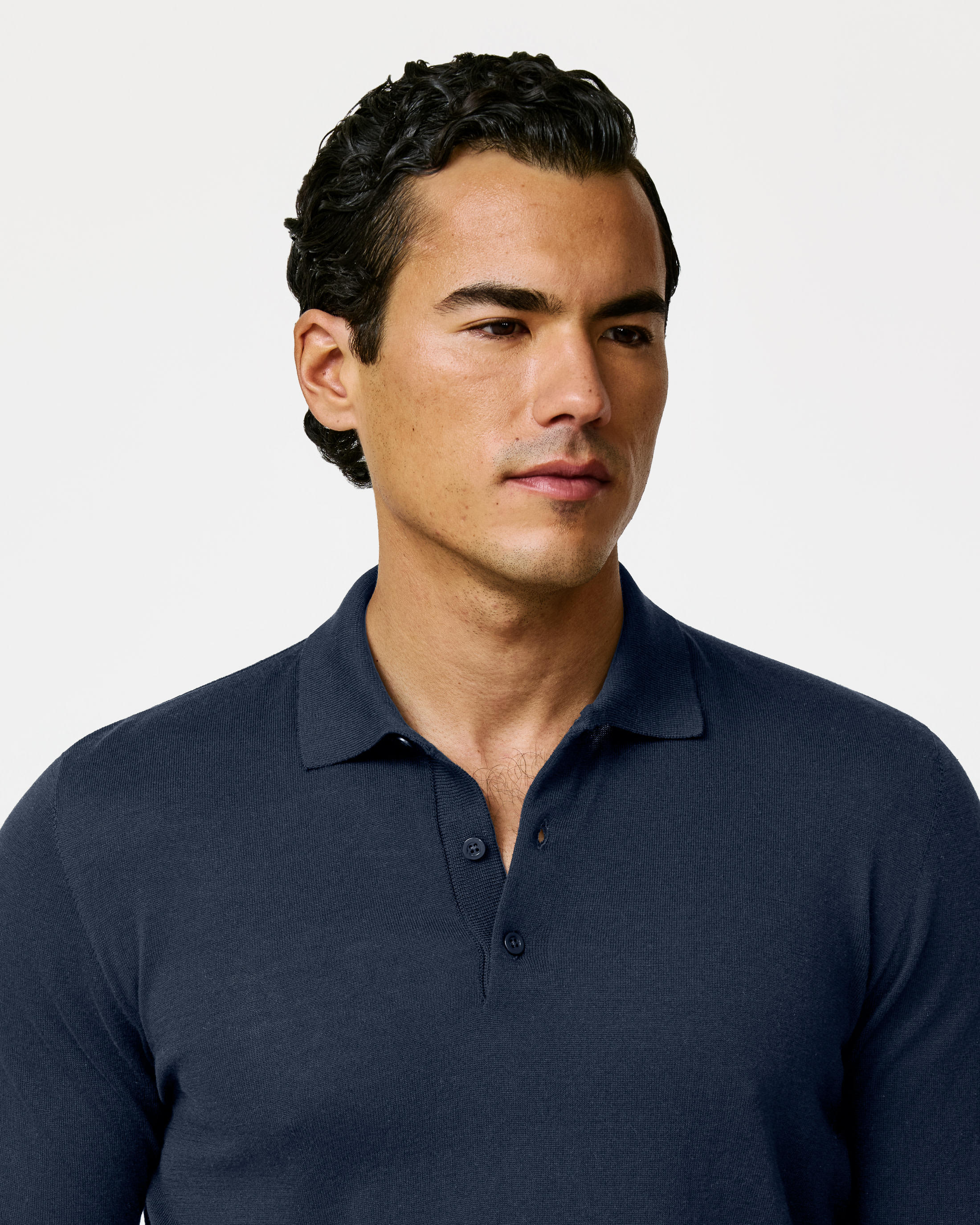 Style-MKC1259-midnight-blue-cotton-silk-custom-knitwear, view 1 - Atelier Munro