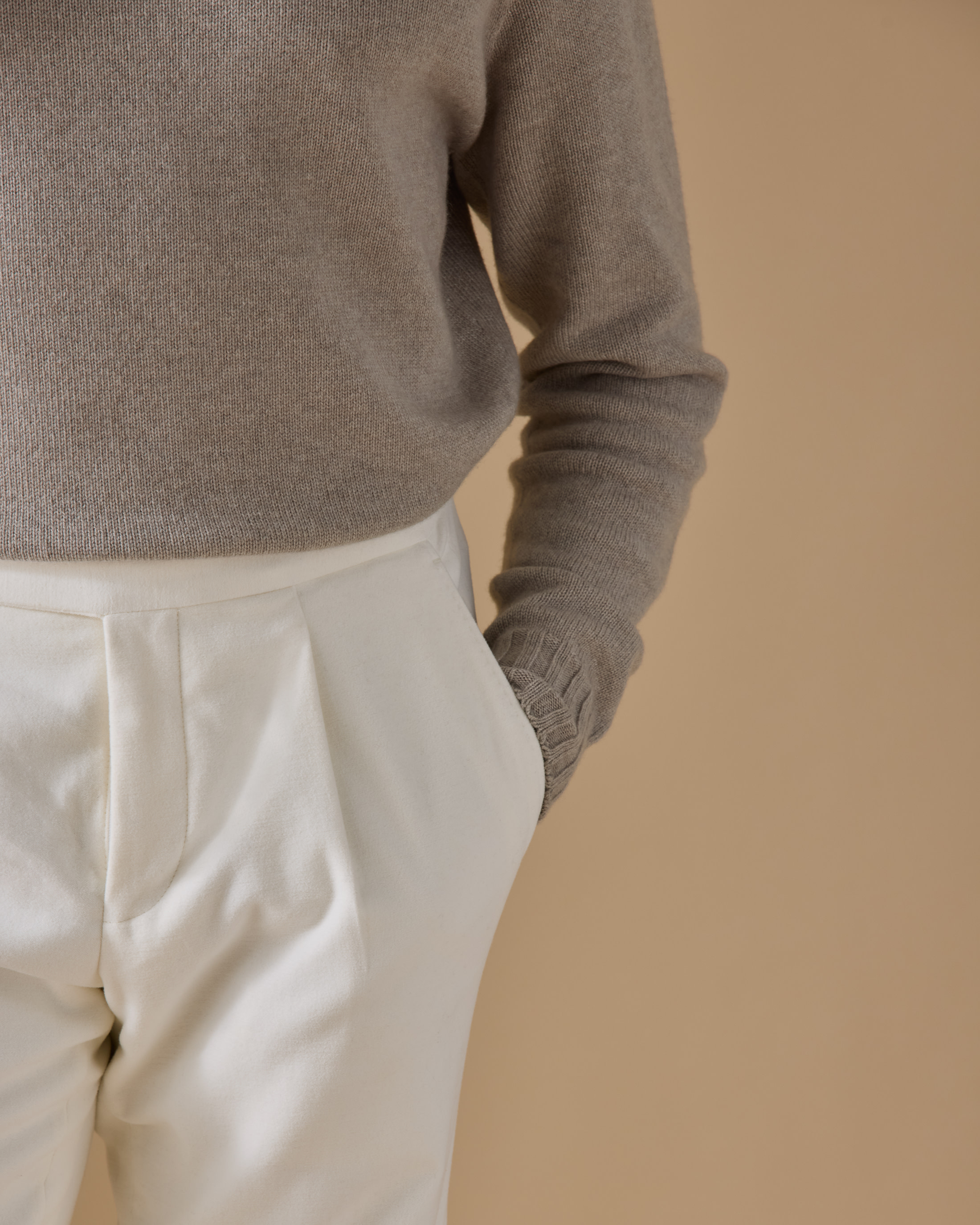 Off-White-Stretch-Cotton-Moleskin-Trousers-COT61-custom-suits, view 1 - Atelier Munro