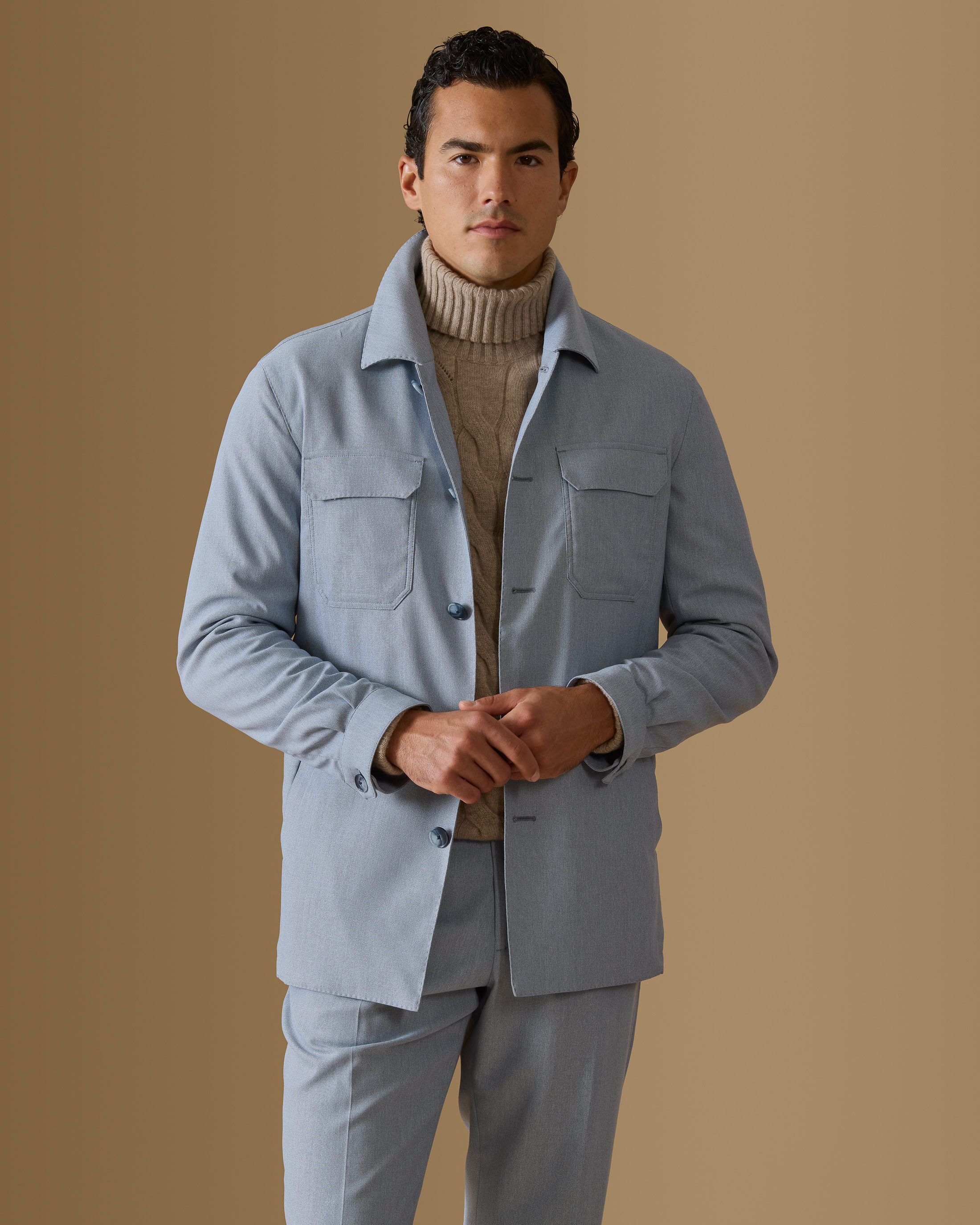 Light-Blue-Stretch-Wool-Utility-Suit-MS1000-custom-jackets, view 2 - Atelier Munro