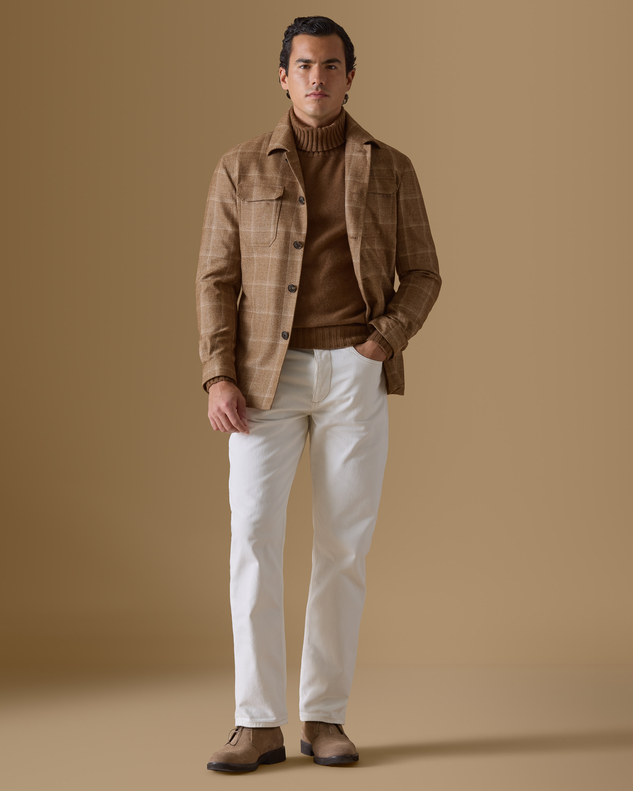 Amber-Wool-Silk-Linen-Windowpane-Utility-Jacket-MJ0771-custom-jackets, view 0 - Atelier Munro