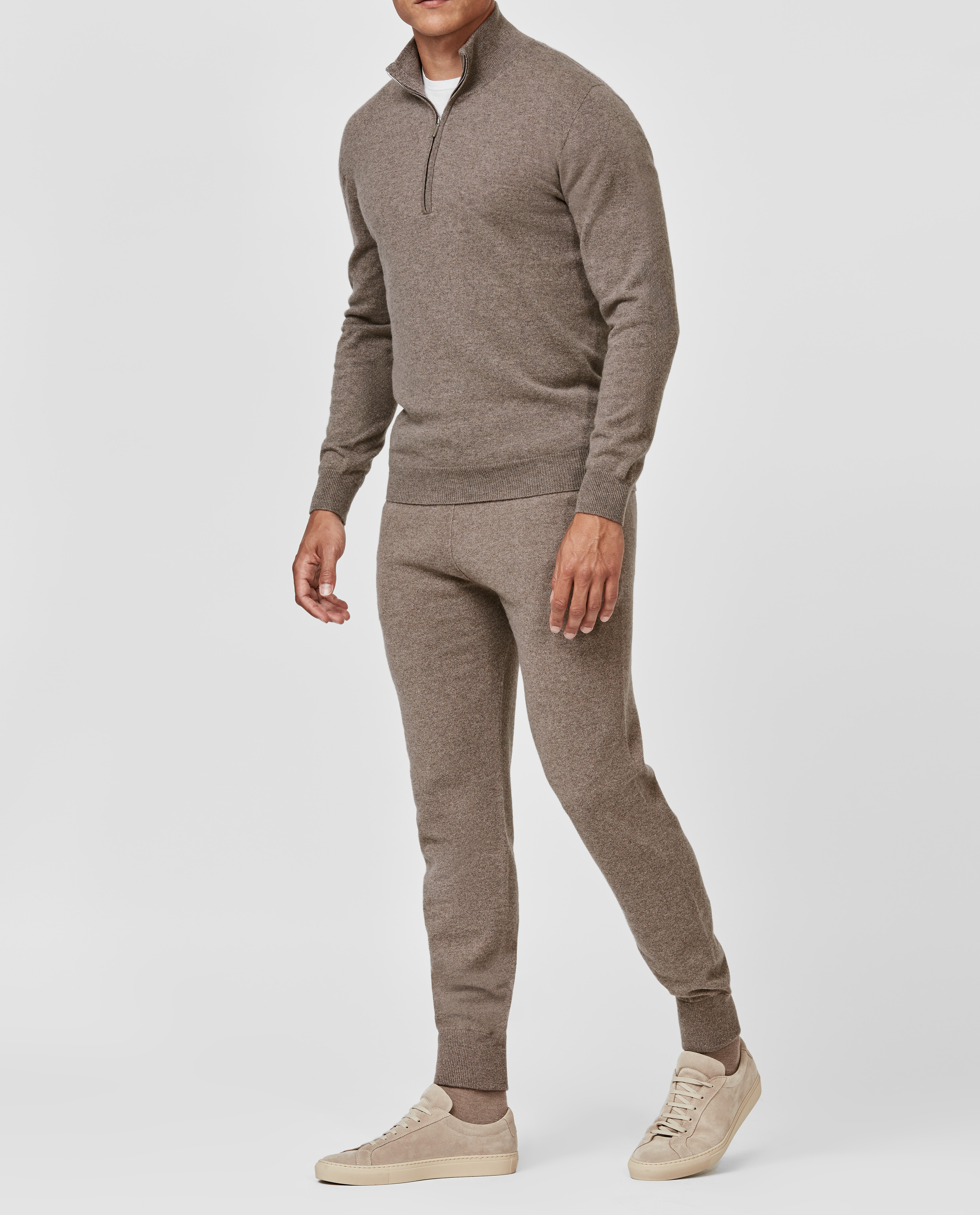 Taupe-Wool-Cashmere-Leisure-Pants-MKC1108, view 1 - Atelier Munro
