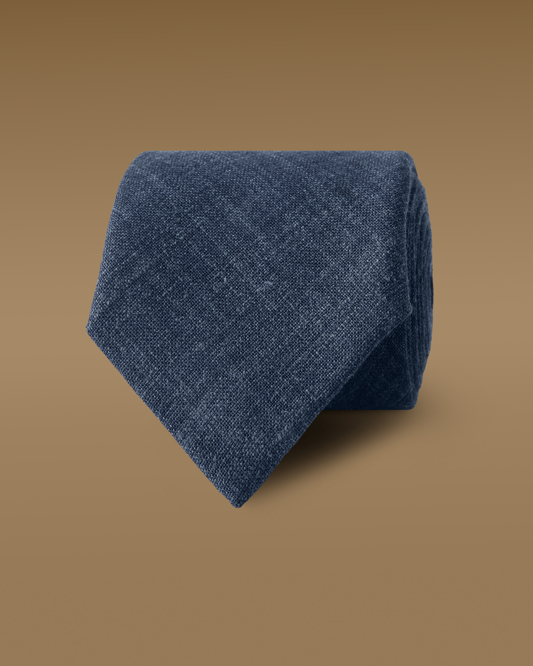 Dark-Blue-Wool-Linen-Tie-MEV045-custom-ties, view 0 - Atelier Munro