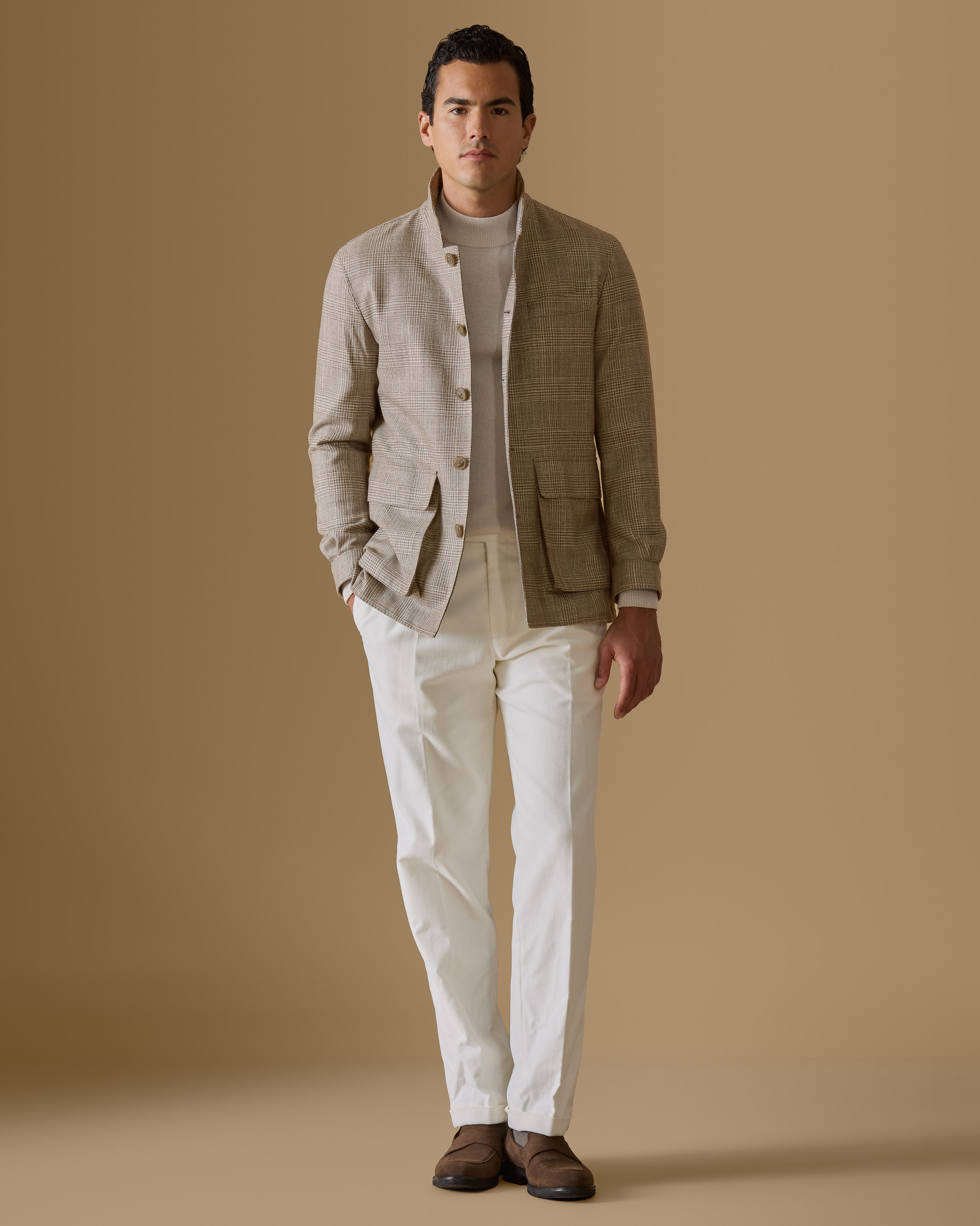 Ivory-Wool-Silk-Cashmere-Lightweight-Nehru-Jacket-MJ0766-custom-jackets, view 2 - Atelier Munro