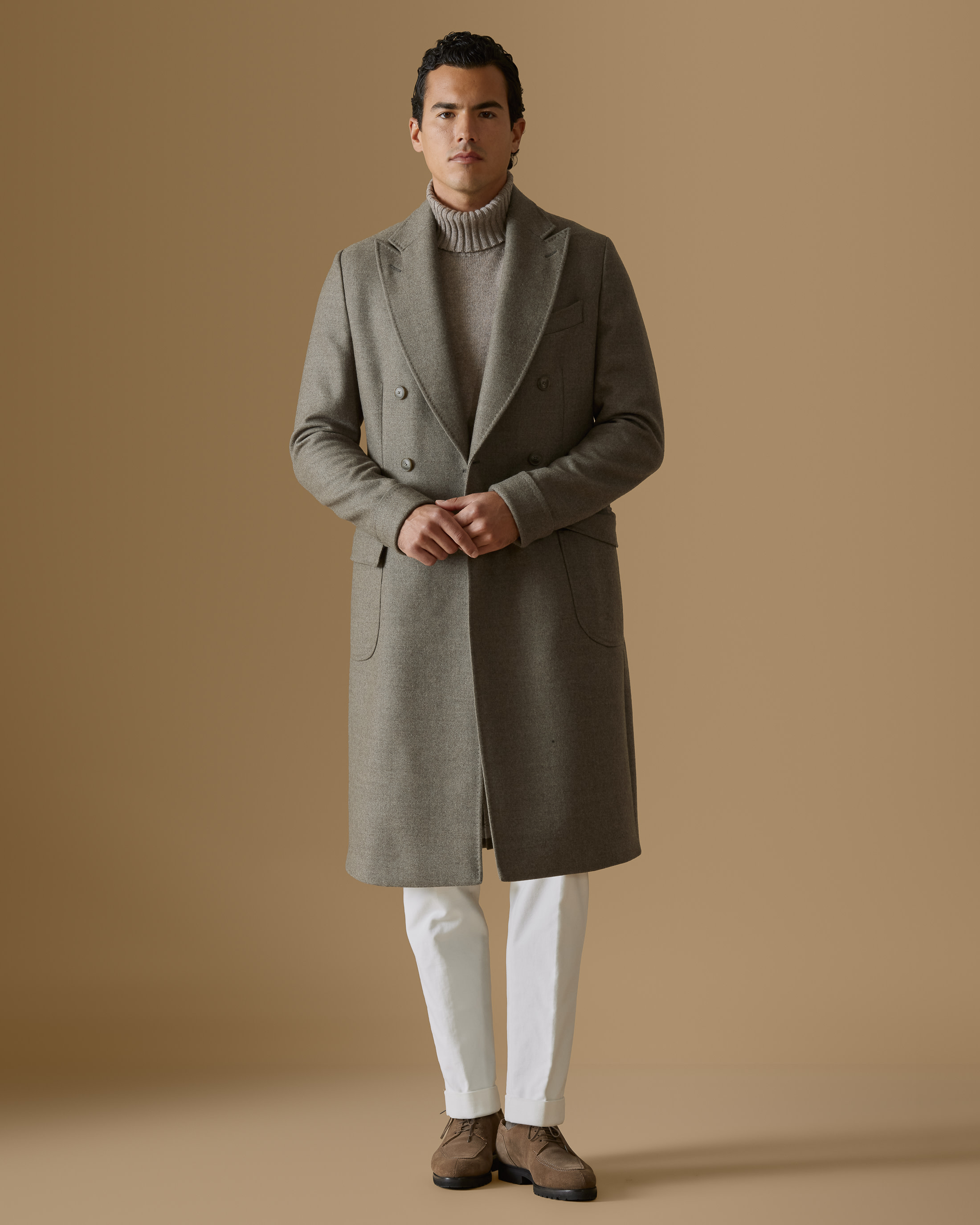 Light-Brown-Double-Faced-Wool-Silk-Martingale-Overcoat-MC0081-custom-outerwear, view 1 - Atelier Munro