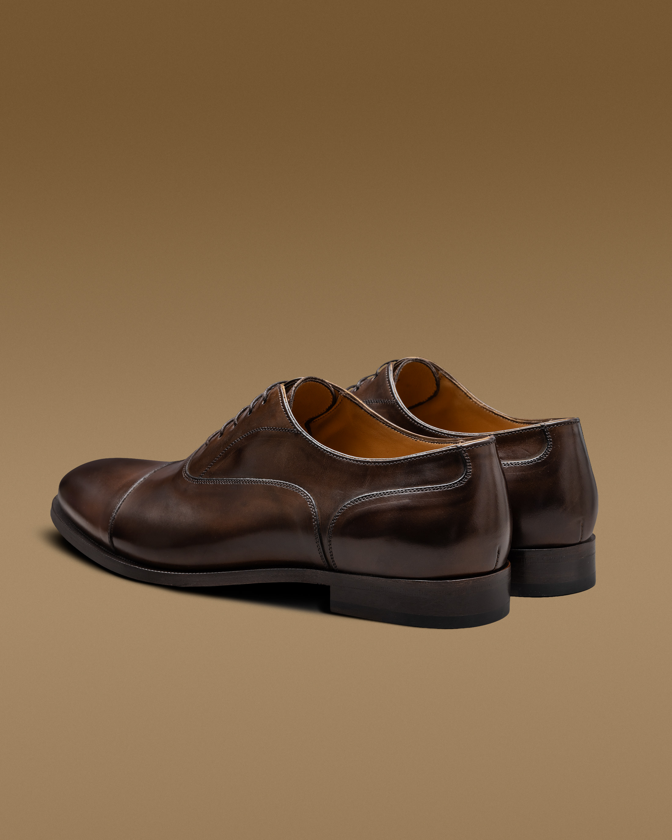 Dark-Brown-Hand-painted-Nubuck-Cap-Toe-Oxford-NBK04-custom-formal-shoes, view 2 - Atelier Munro