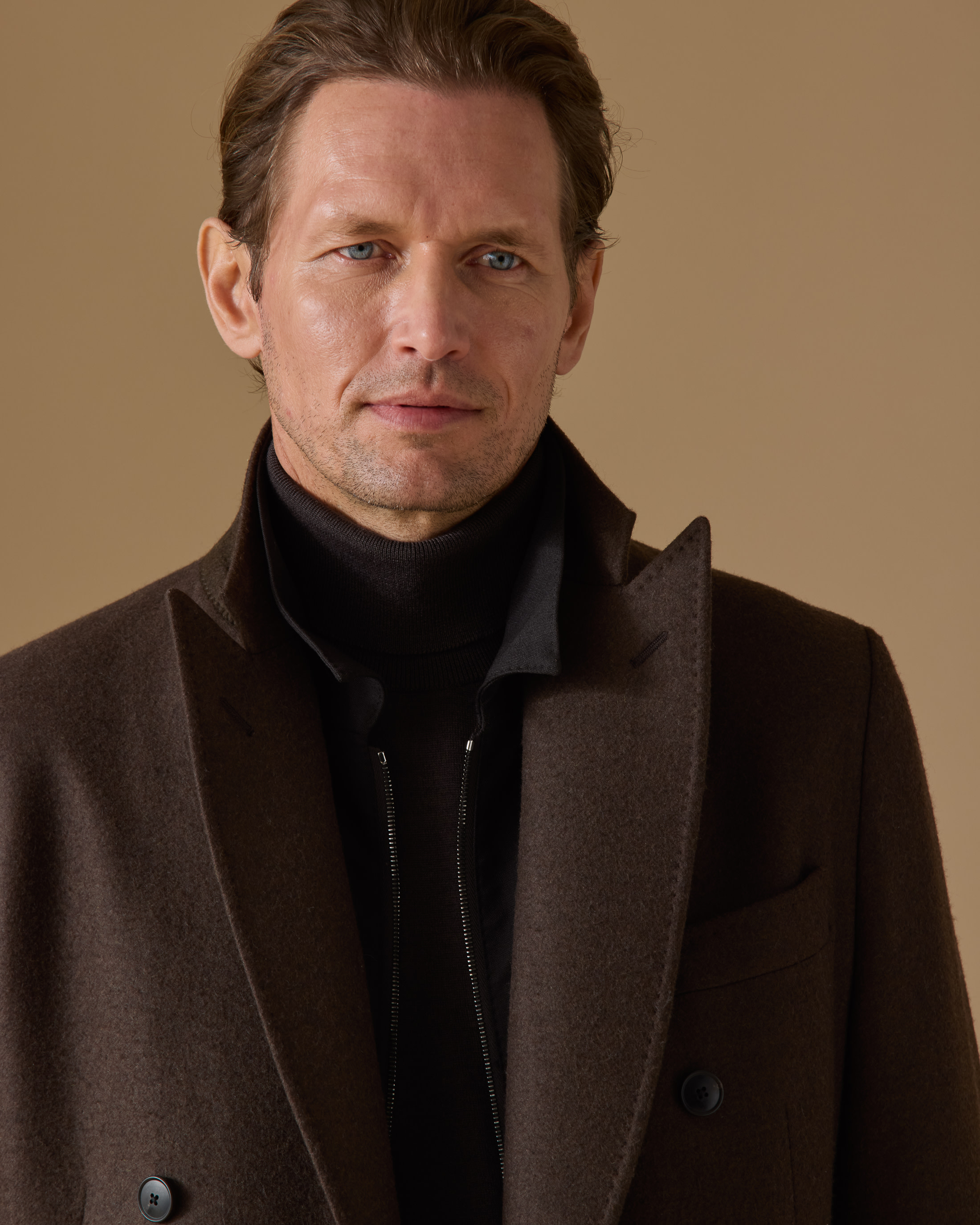 Brown-Double-Faced-Wool-Silk-Martingale-Overcoat-MC0082-custom-outerwear, view 3 - Atelier Munro
