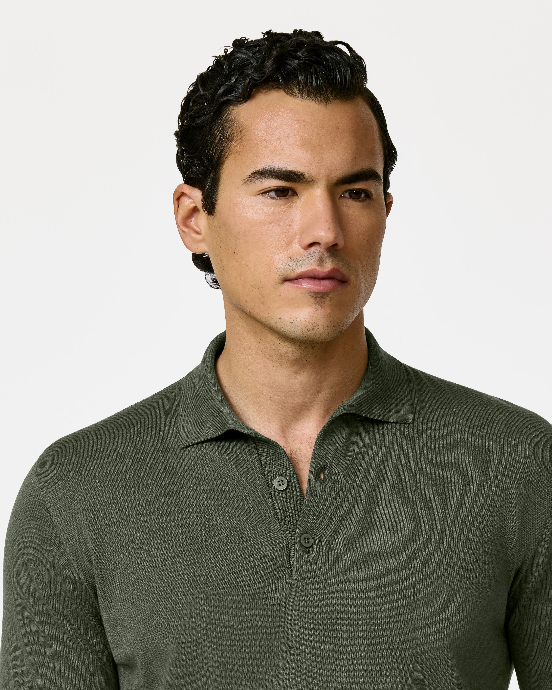 Style-MKC1272-moss-green-cotton-silk-custom-knitwear, view 1 - Atelier Munro