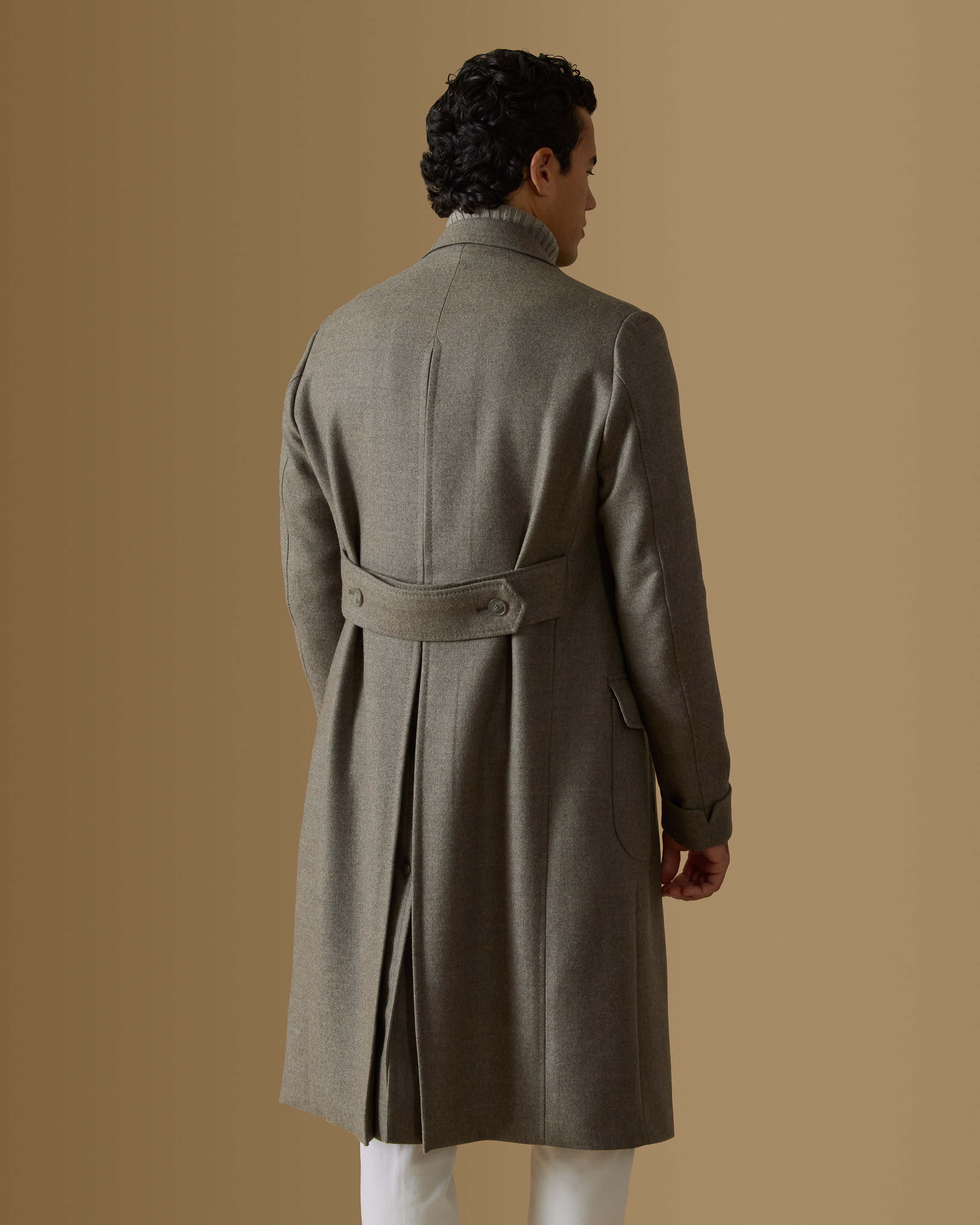 Light-Brown-Double-Faced-Wool-Silk-Martingale-Overcoat-MC0081-custom-outerwear, view 2 - Atelier Munro