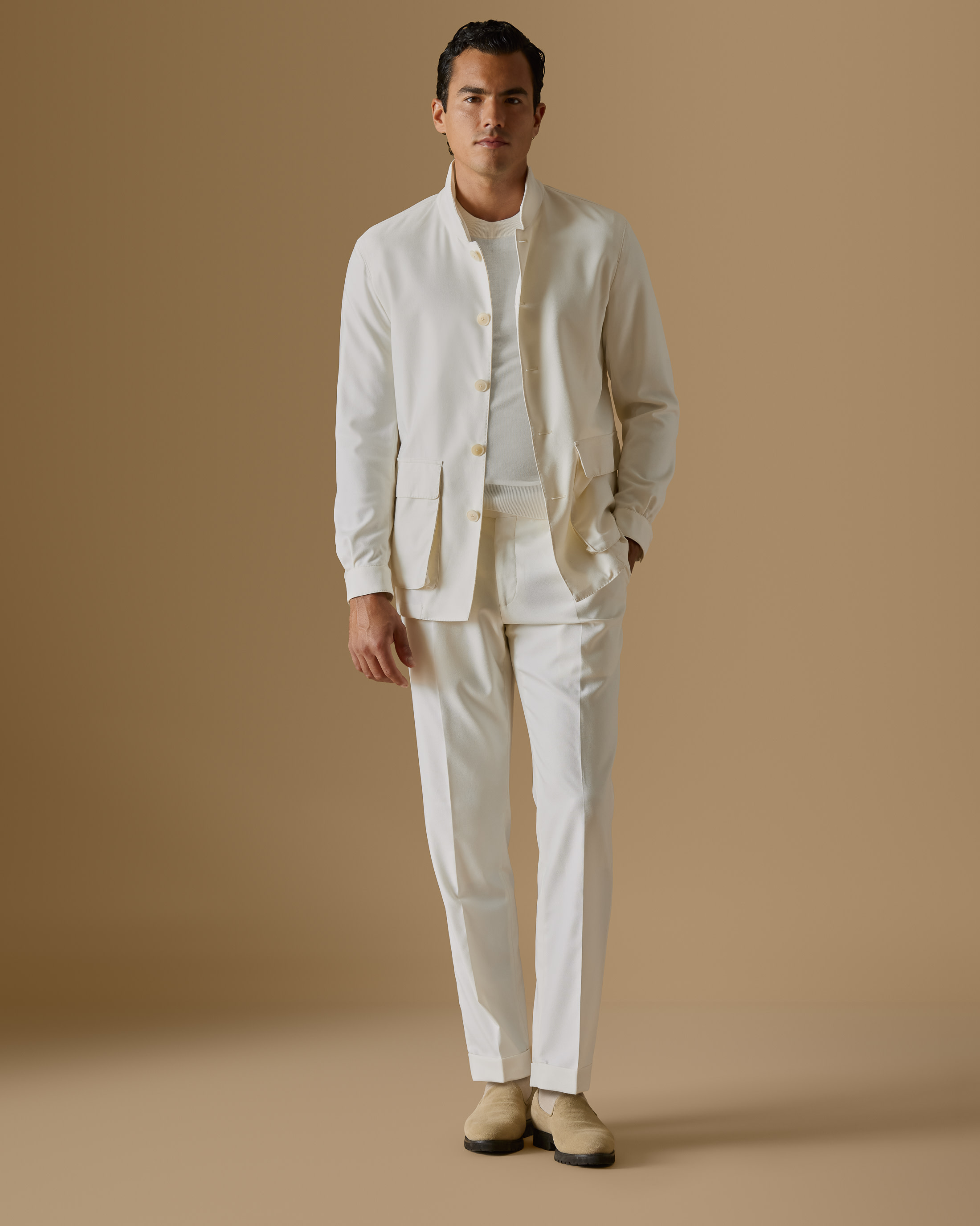 Off-White-Stretch-Wool-Blend-Lightweight-Nehru-Suit-EF043-custom-jackets, view 0 - Atelier Munro