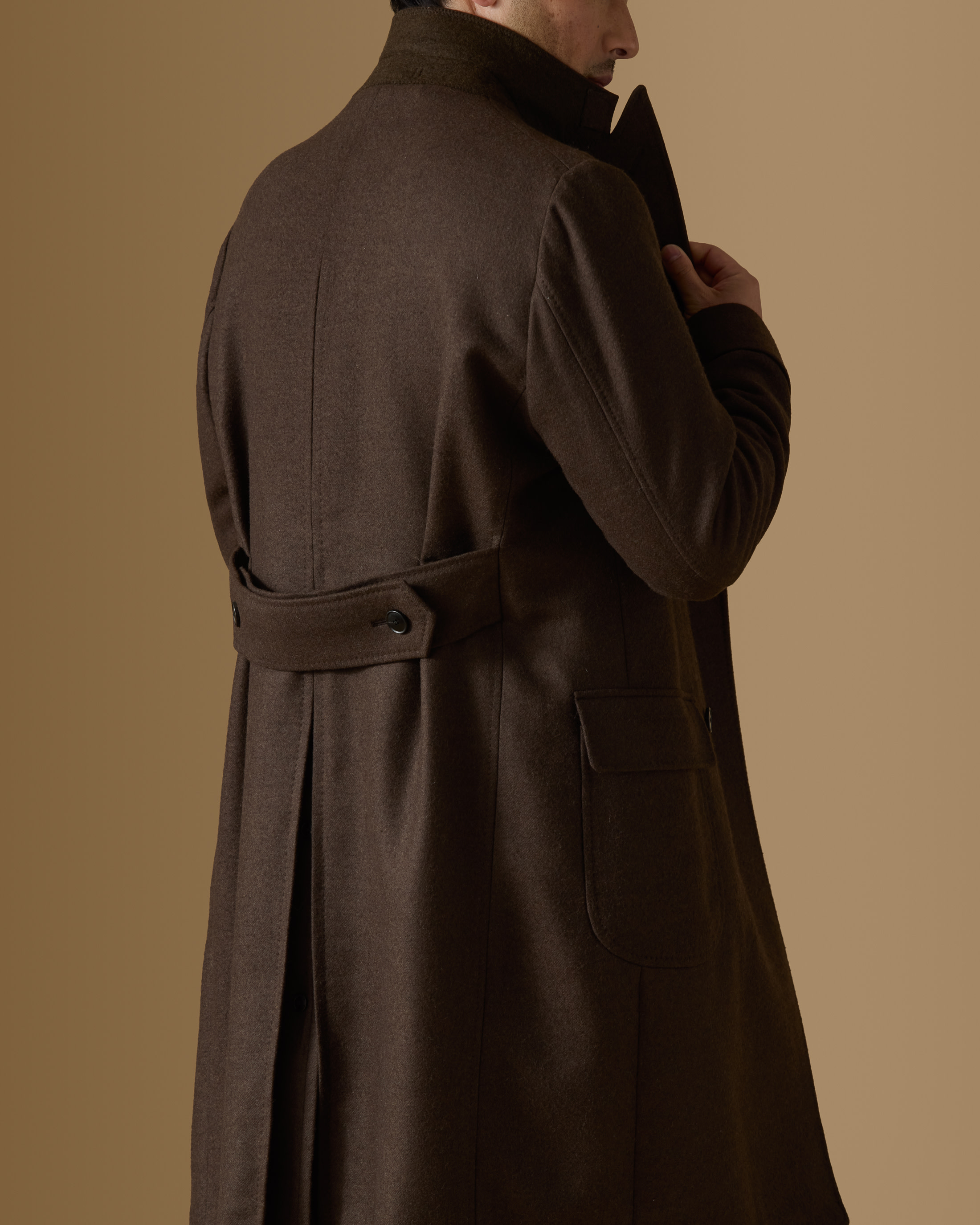 Brown-Double-Faced-Wool-Silk-Martingale-Overcoat-MC0082-custom-outerwear, view 3 - Atelier Munro