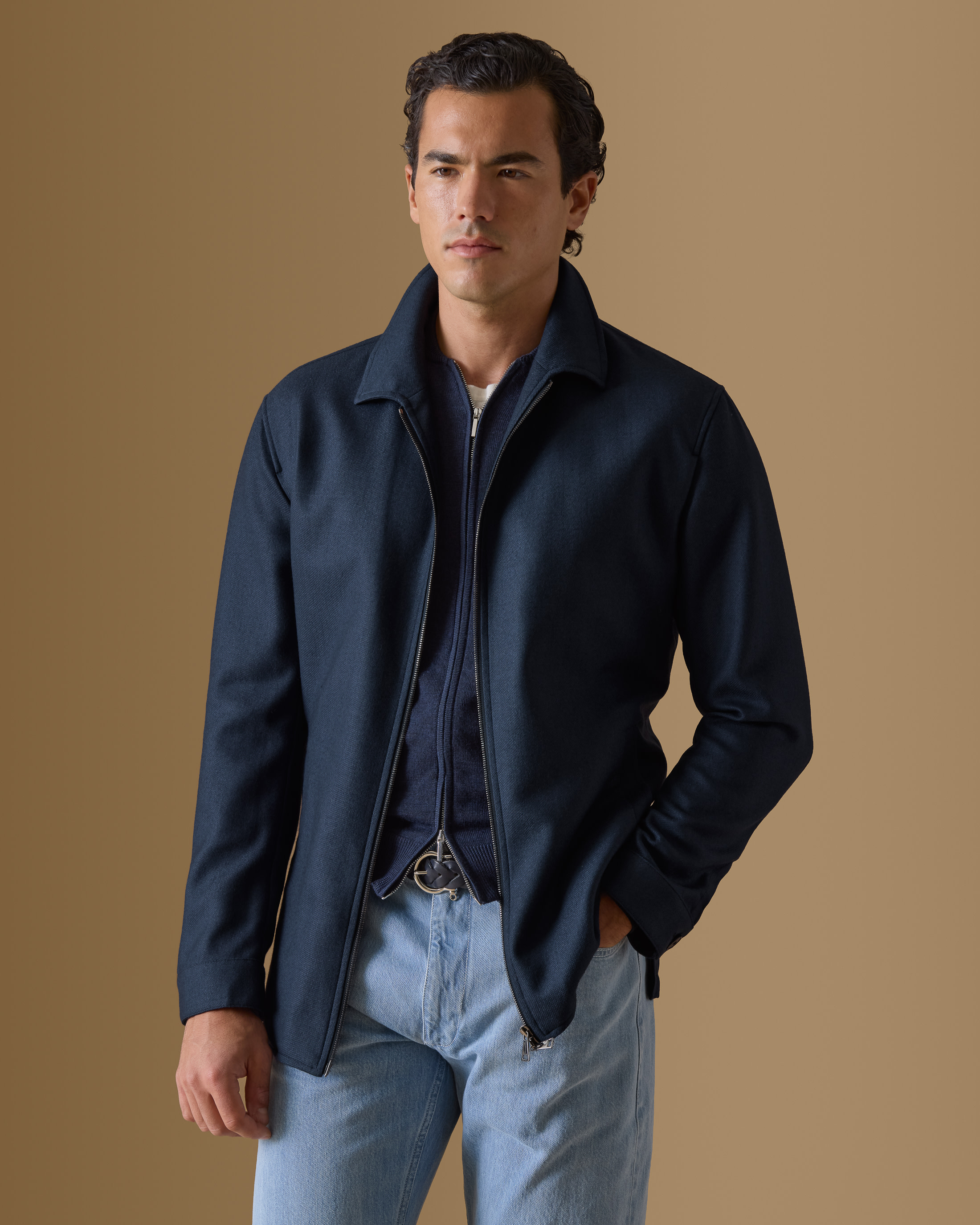 Navy-Blue-Wool-Silk-Panama-Track-Jacket-MJ0779-custom-jackets, view 3 - Atelier Munro