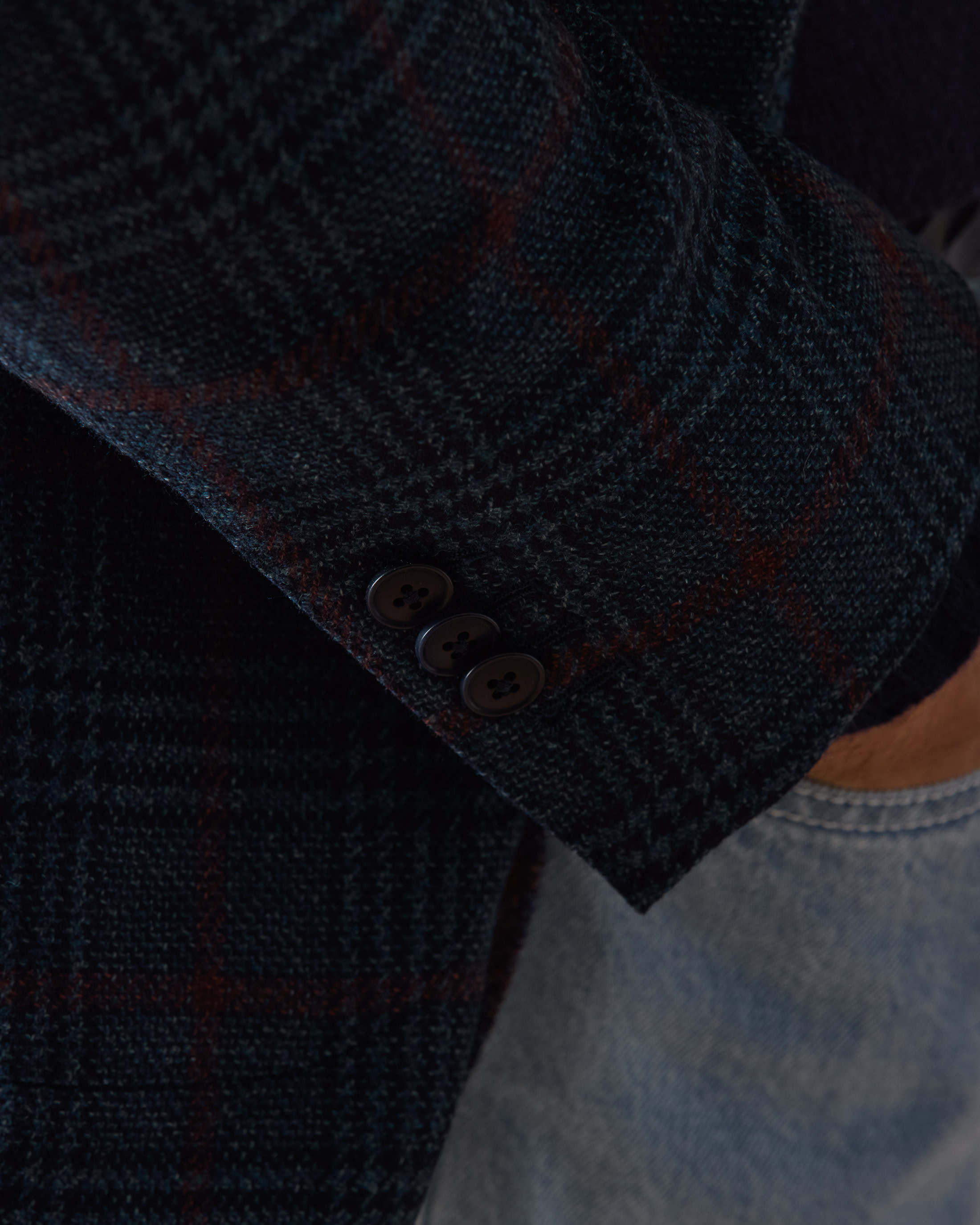 Mixed-Dark-Blue-Wool-Silk-Glen-Plaid-Jacket-MJ0780-custom-jackets, view 5 - Atelier Munro