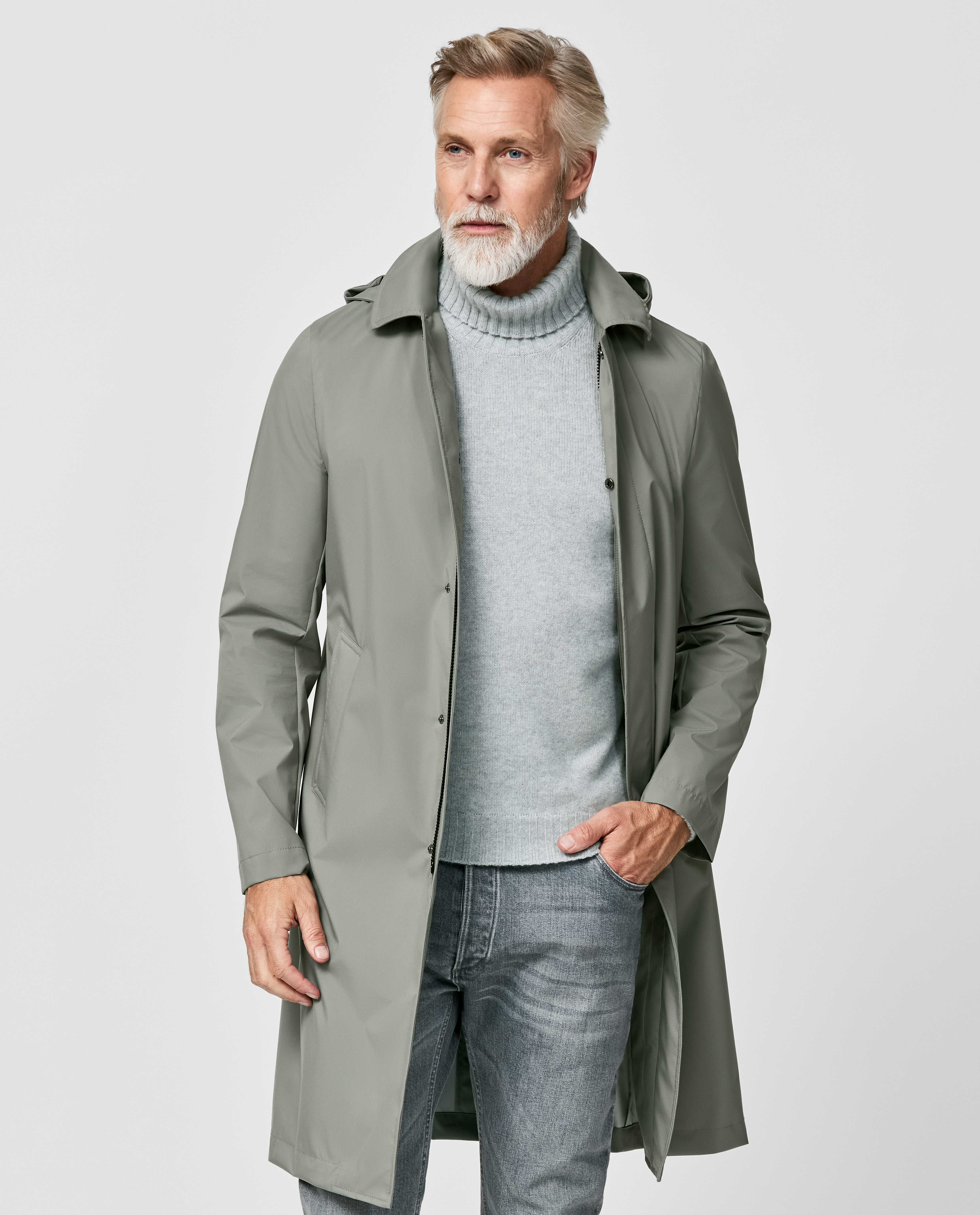 Frost-Gray-Water-Repellent-Hooded-Coat-MC0074, view 0 - Atelier Munro