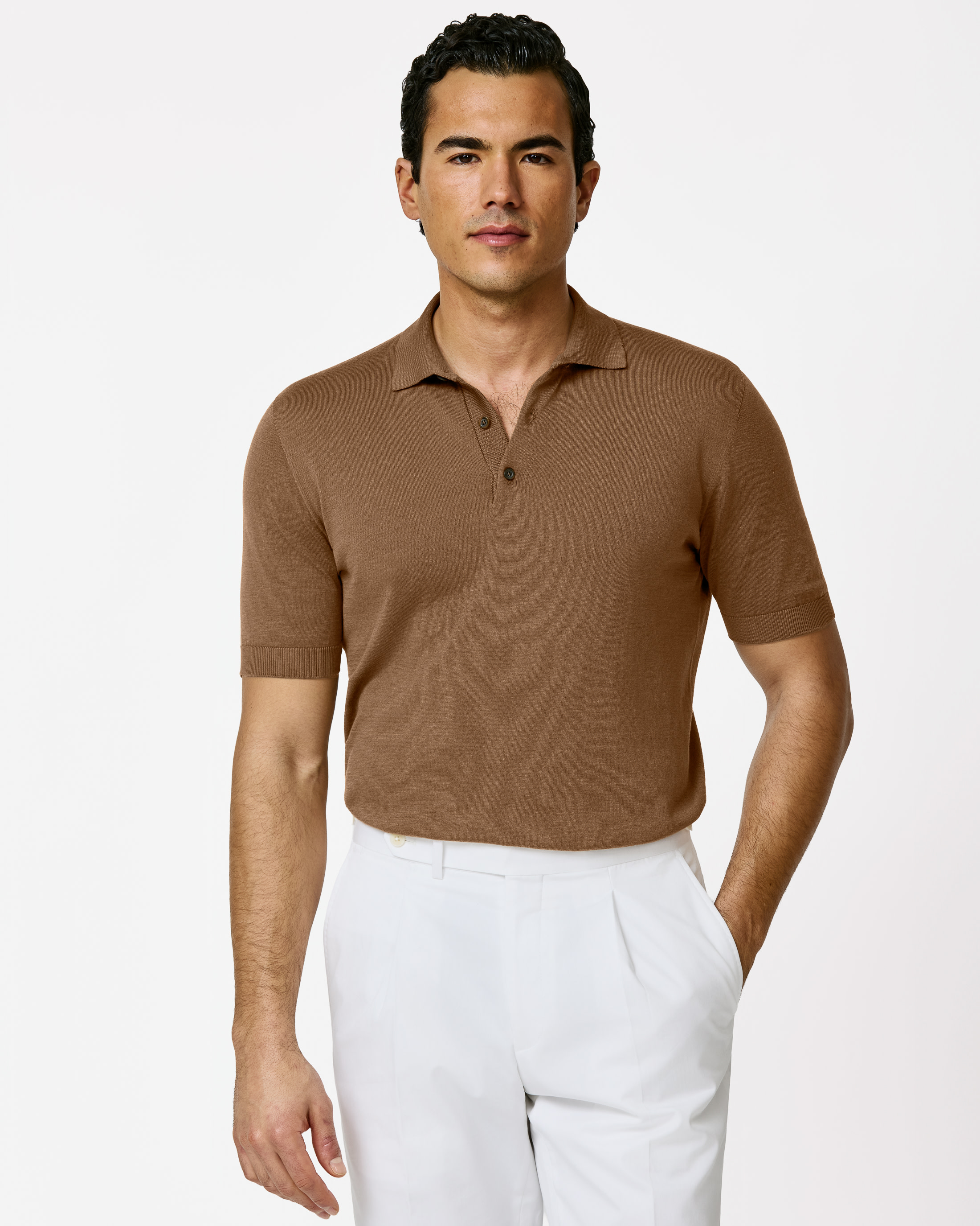 Style-MKC1269-chocolate-brown-cotton-silk-custom-knitwear, view 0 - Atelier Munro