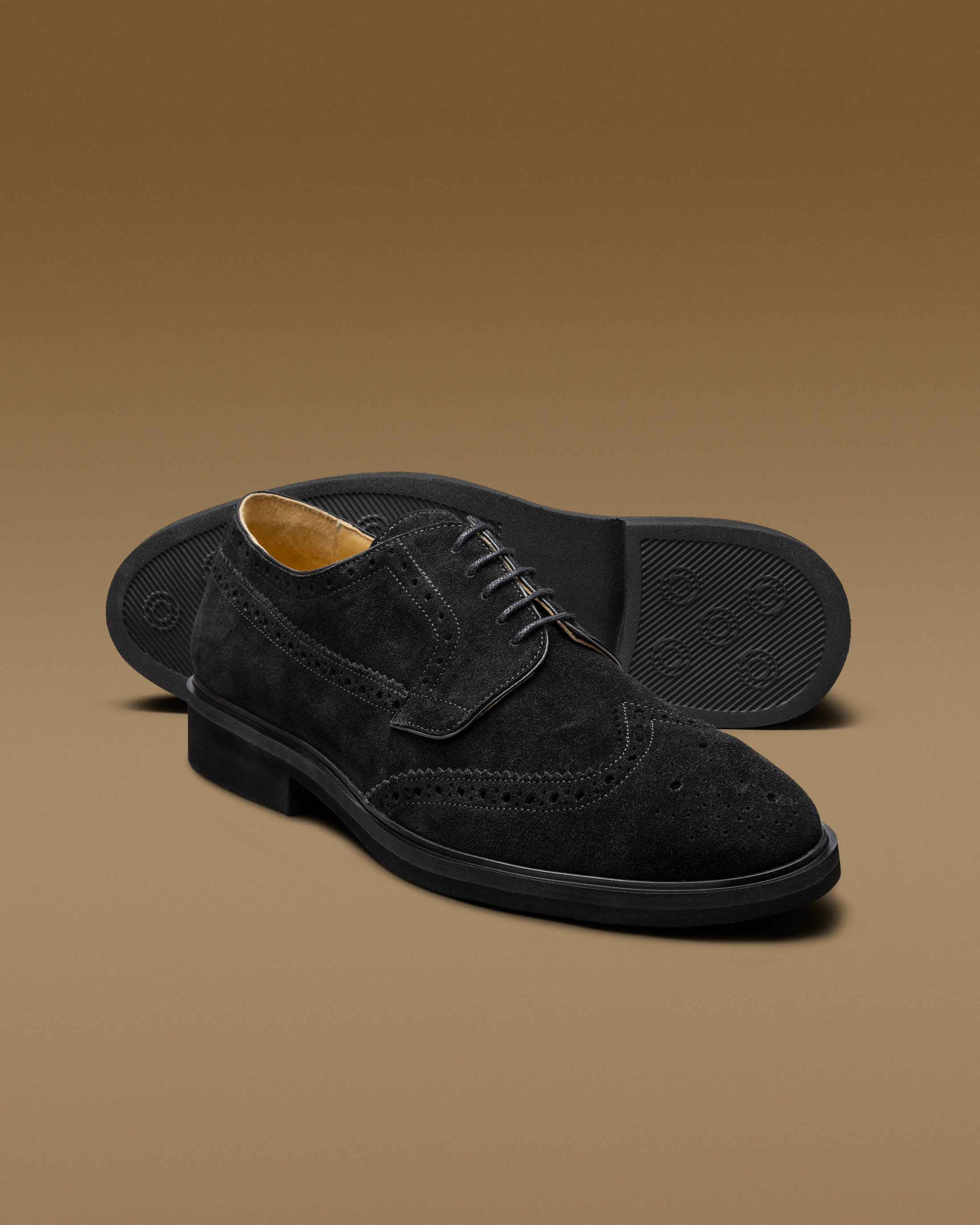 Black-Suede-Brogue-Derby-SUE31-custom-shoes-contemporary-round, view 1 - Atelier Munro