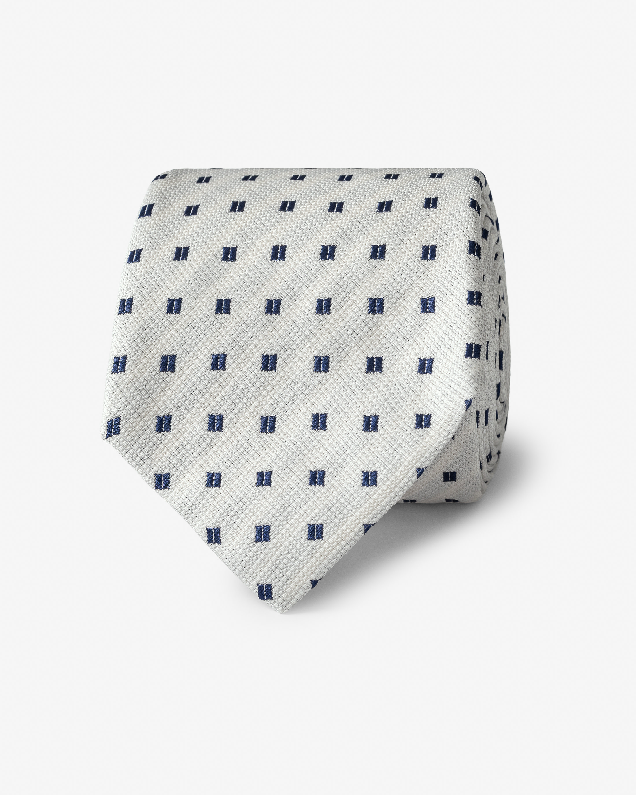 White-Navy-Square-Design-Silk-Jacquard-Tie-TLE831-custom-ties, view 0 - Atelier Munro