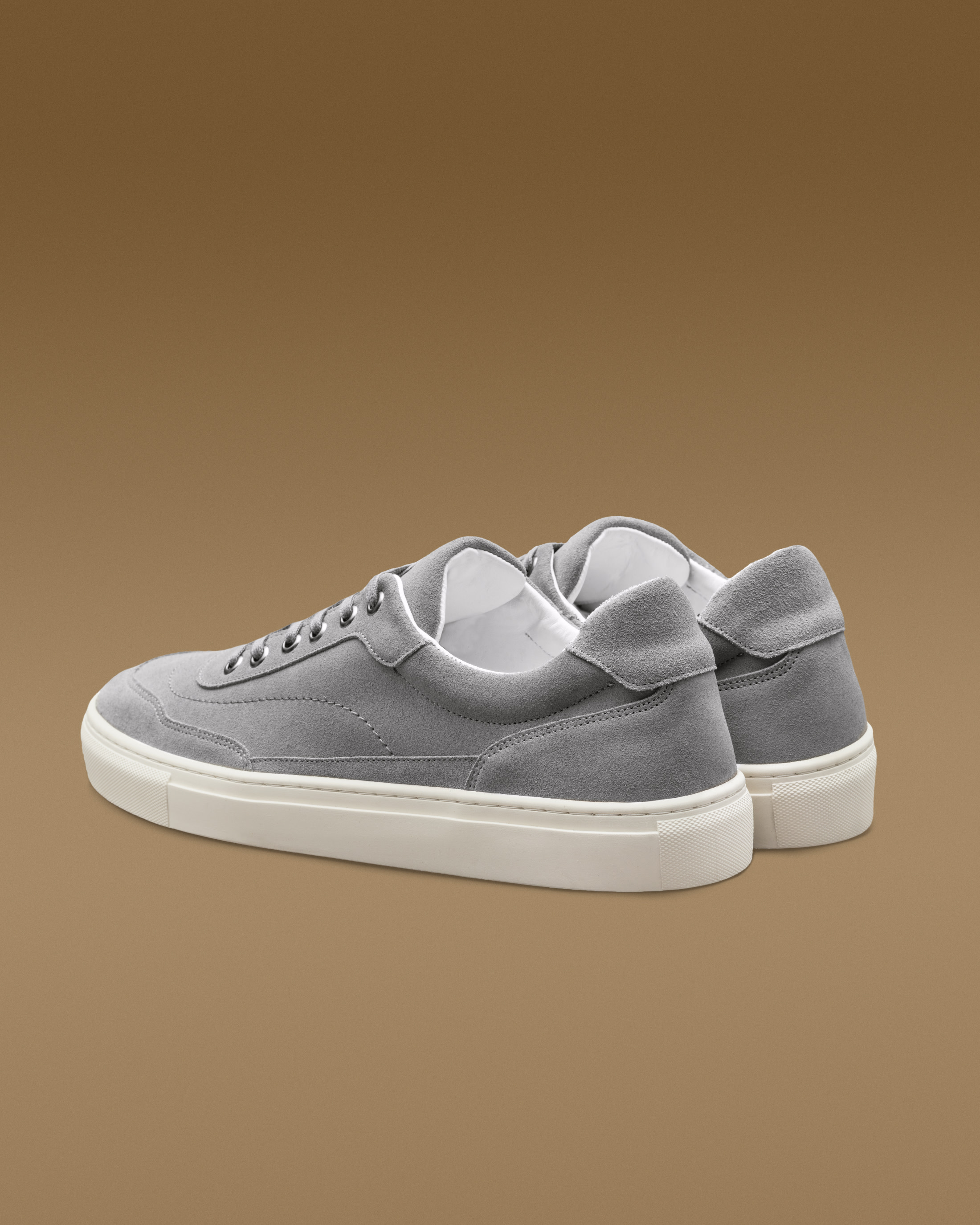 Mid-Grey-Suede-Low-Top-Sneaker-SUE29-custom-shoes-sneaker, view 2 - Atelier Munro