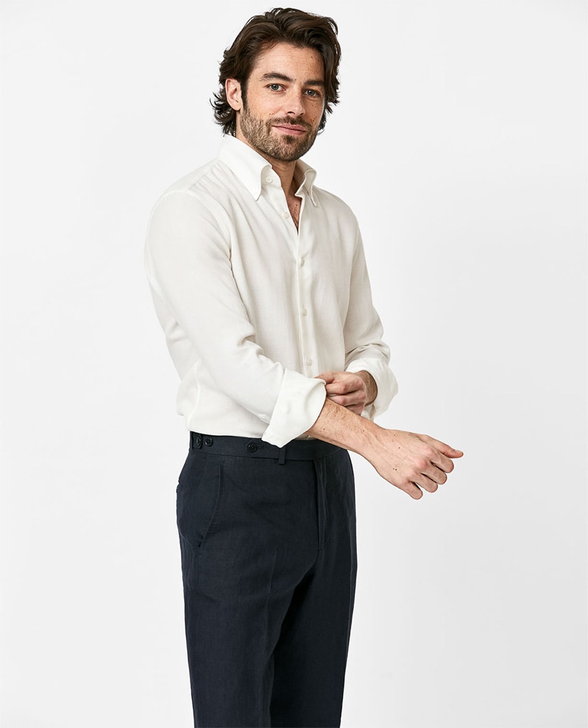 Ivory Mouliné Modal-Wool Shirt