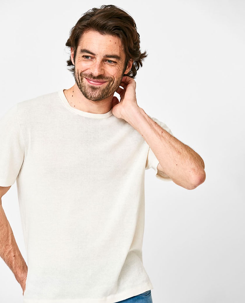 Off-White Cotton-Cashmere T-Shirt Knit