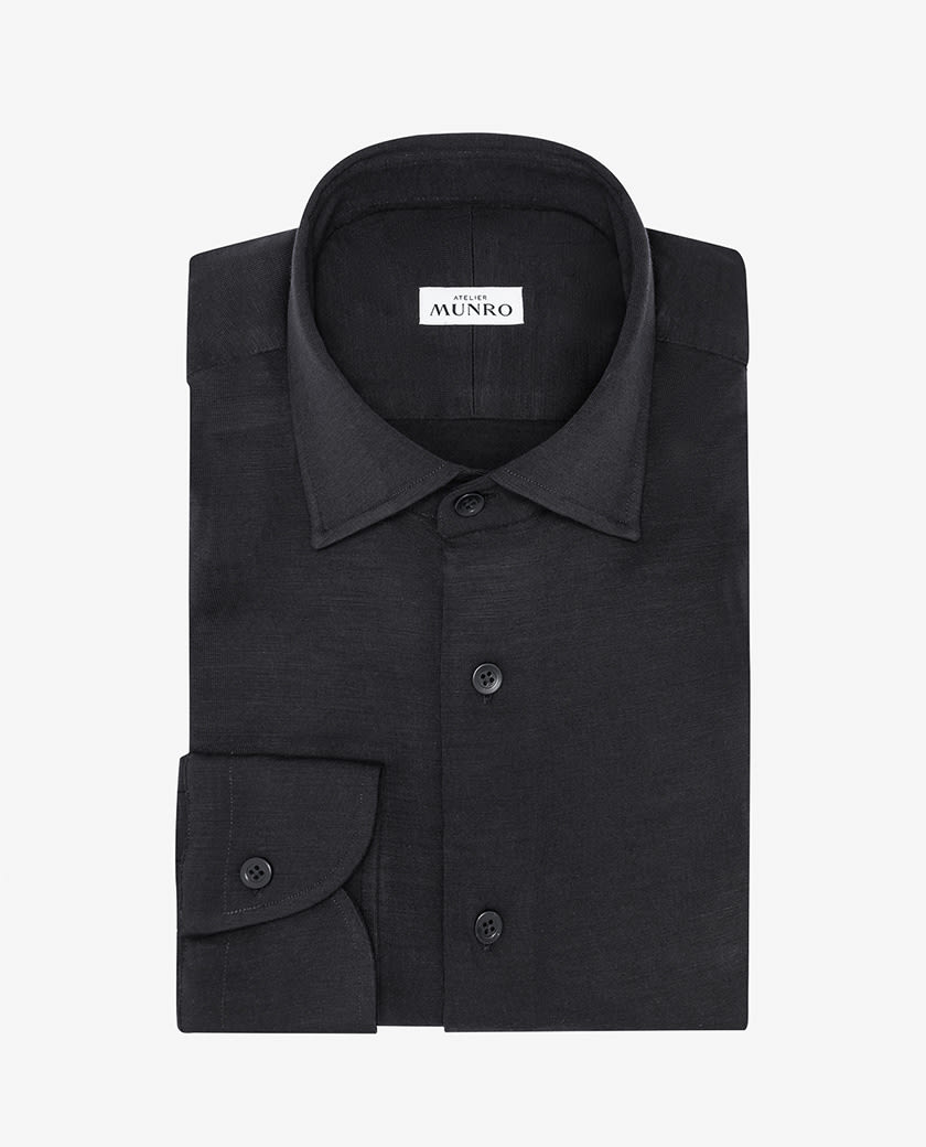 Midnight Blue S120 Wool Jersey Shirt