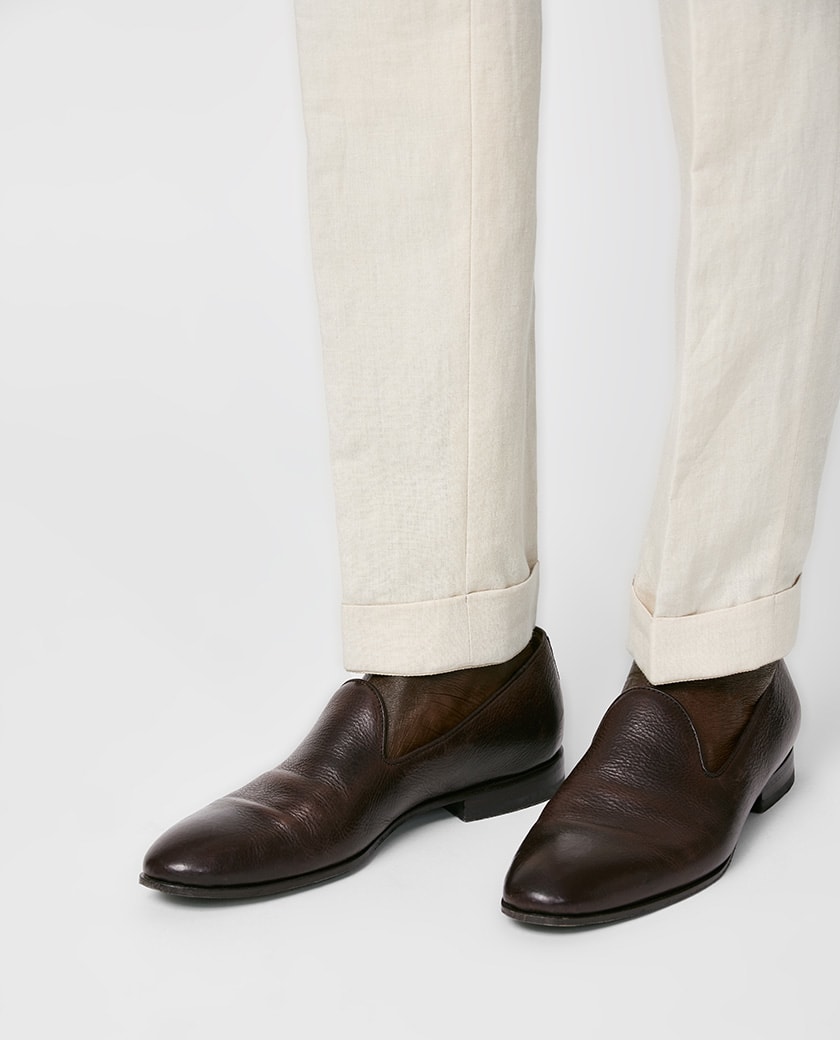 Dark Brown Grain Calf Plain toe loafers