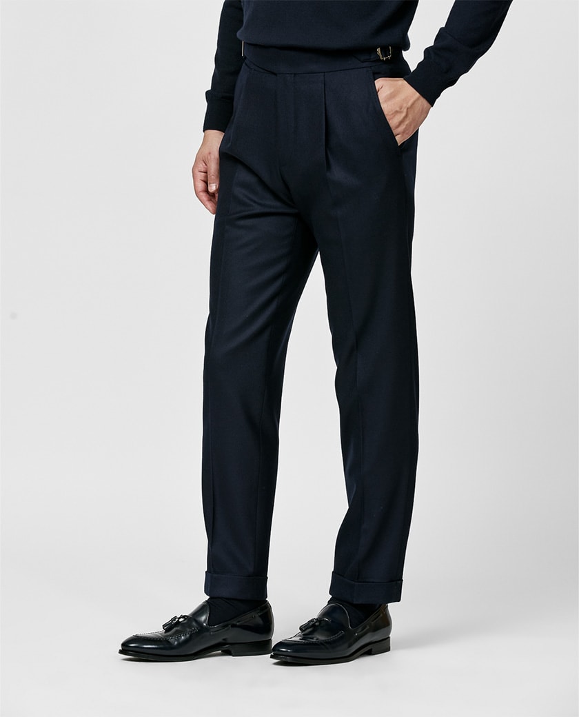 Midnight Blue Stretch Wool Trousers