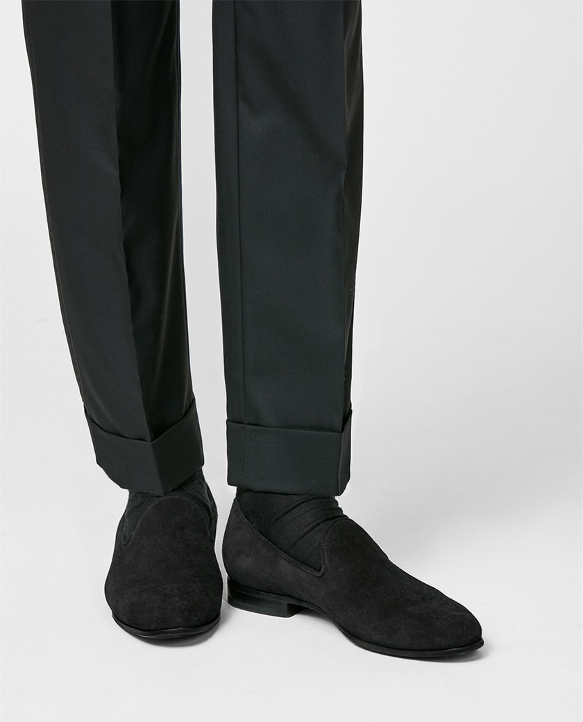 Black Suede Penny Loafer