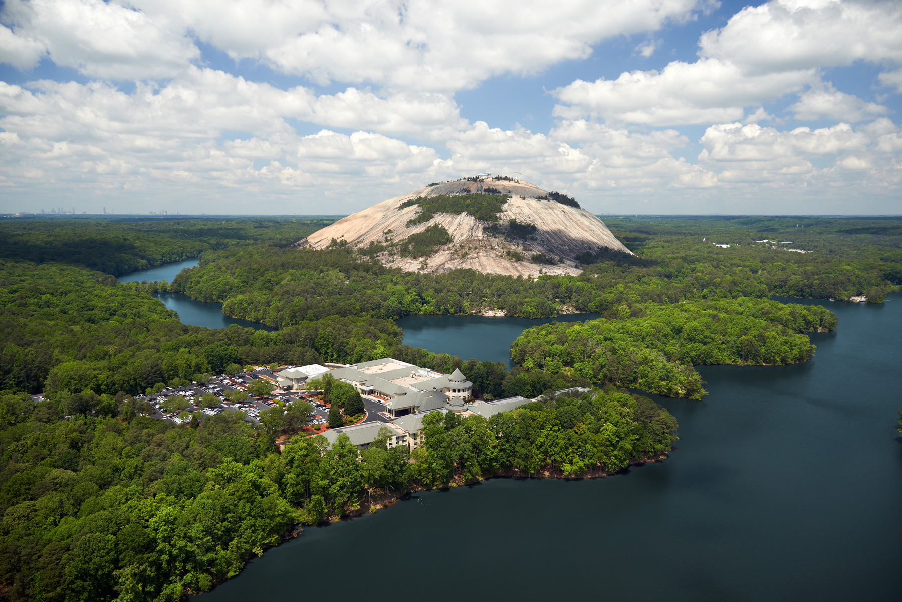 An aerial view of Stone Mountain Park.