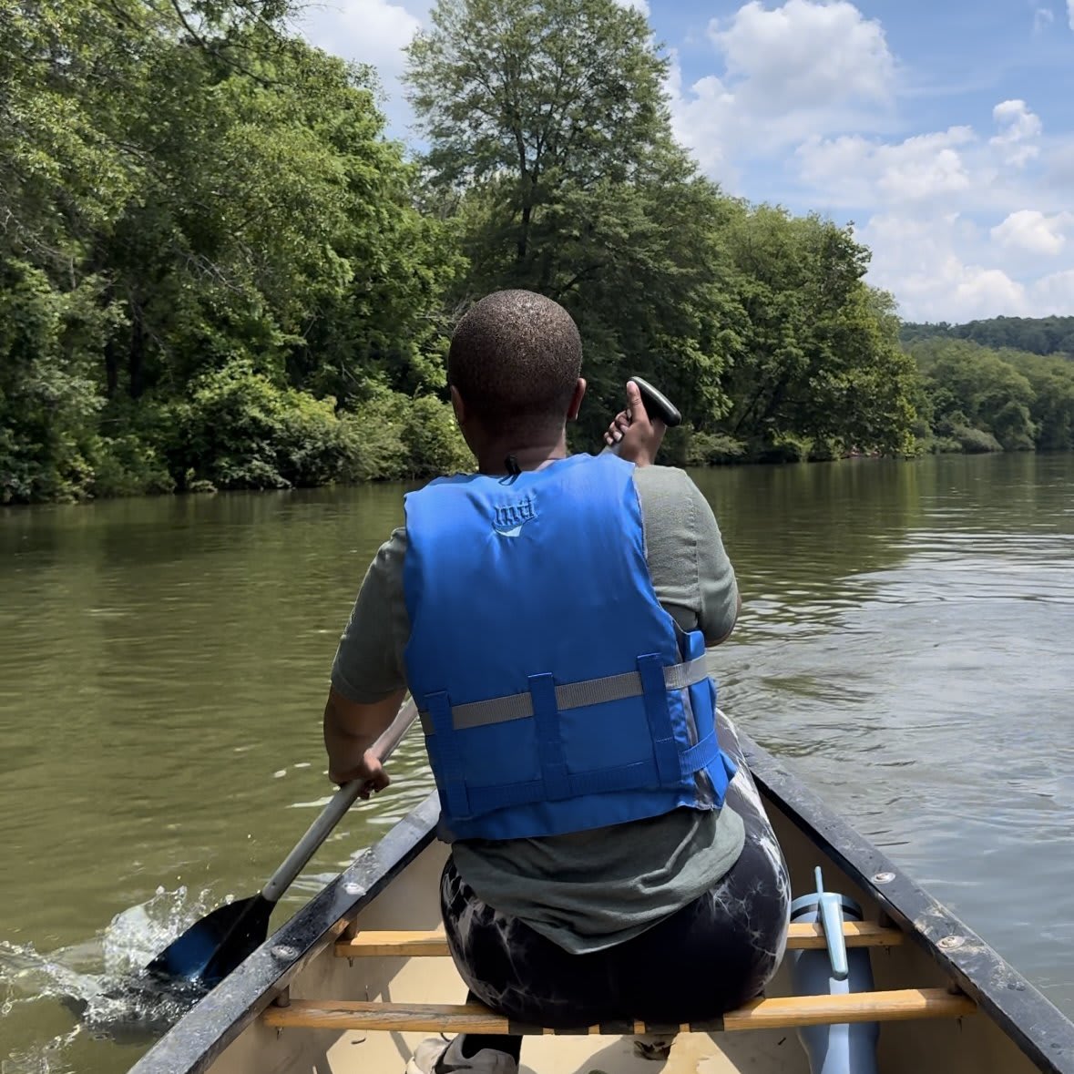 image of man paddling on the Chattahoochee River in atlanta ga.