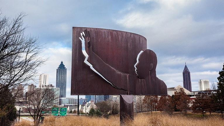 MLK Center Bronze Sculpture on Freedom Parkway