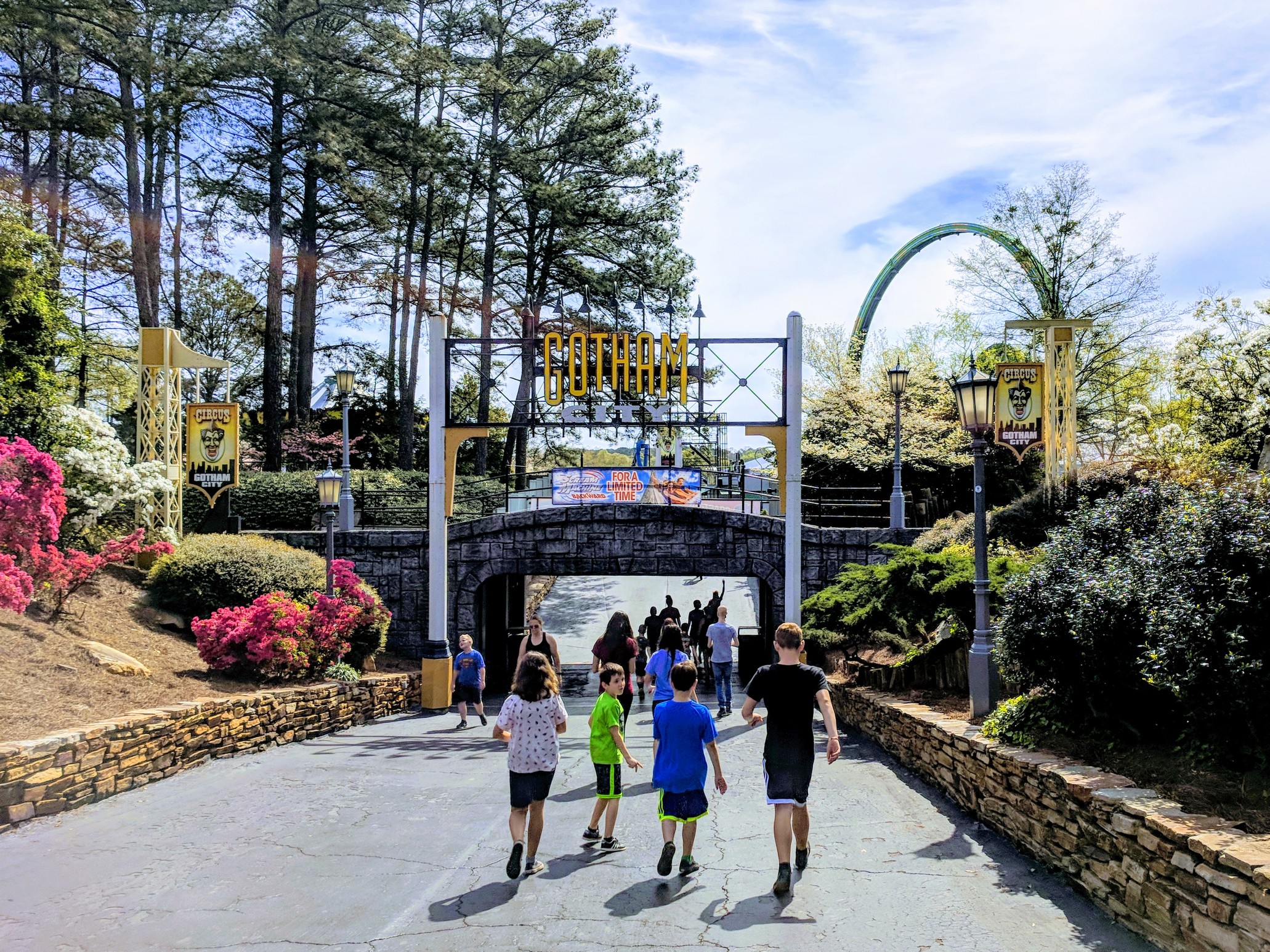 Children exploring Six Flags Over Georgia, a popular attraction for kids in Atlanta.