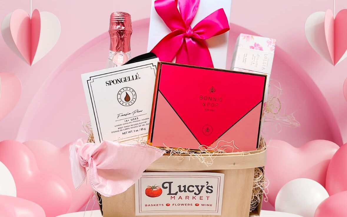 Stop by Lucy’s Market for the perfect Valentine’s Day gift basket valentines day gift ideas, valentines gift guide, valentines day gift basket ideas, unique valentines day gifts
