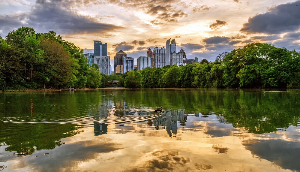 Atlanta Midtown Lake Clara Meer Skyline Piedmont Park