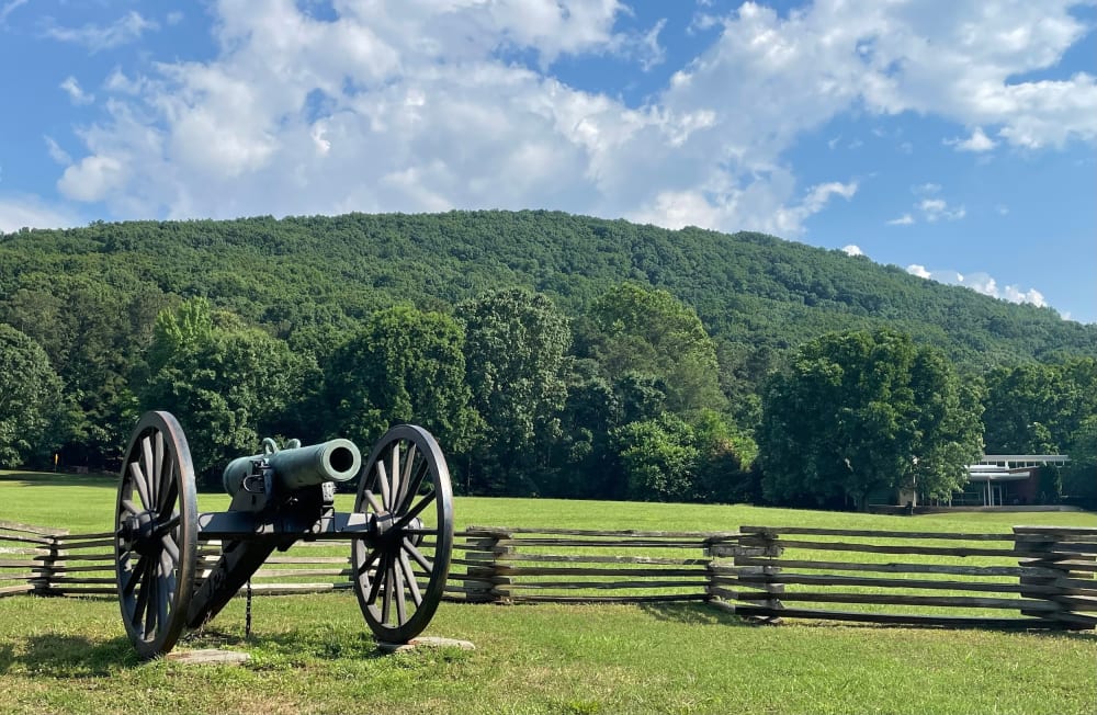 Kennesaw Mountain National Battlefield Park 1 Cannon with Kennesaw Mountain in the background