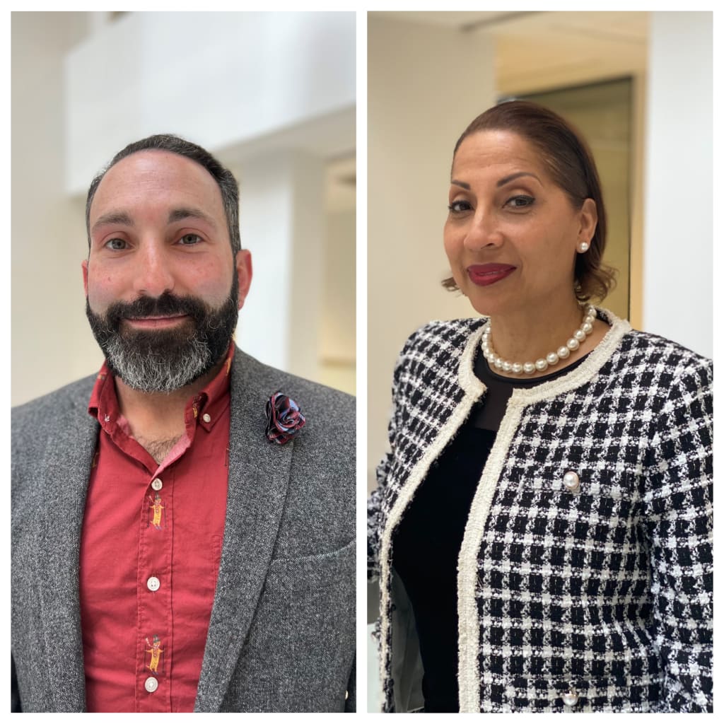 ACVB Announces Two New Managerial Hires 1 A man and woman stand side by side, both dressed in stylish business attire in Atlanta, Georgia.