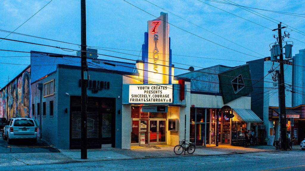 The marquee at 7 Stages Theatre.