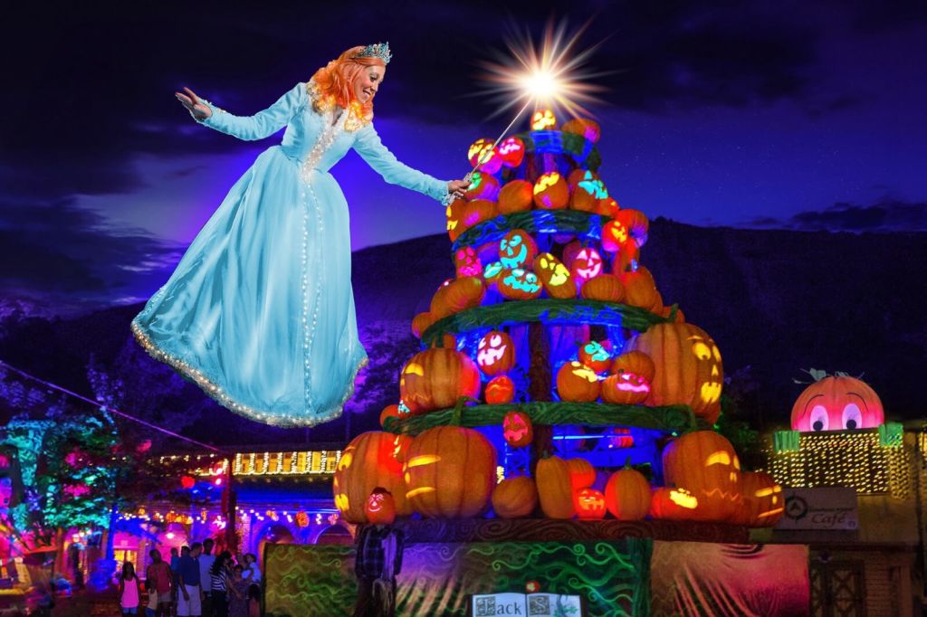 Cinderella lights the pumpkin tree this year at Stone Mountain Park